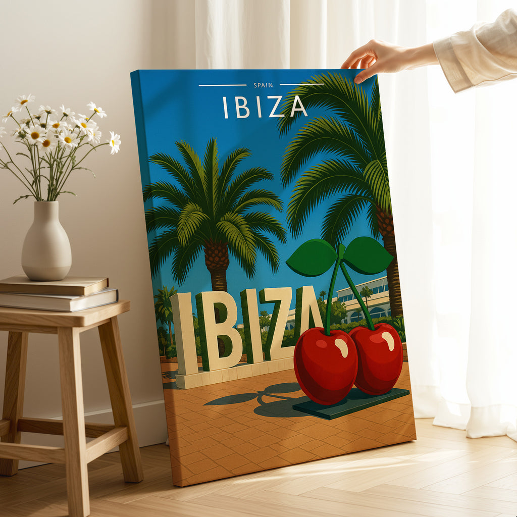 Ibiza #8 Travel Poster as a gallery-wrapped canvas