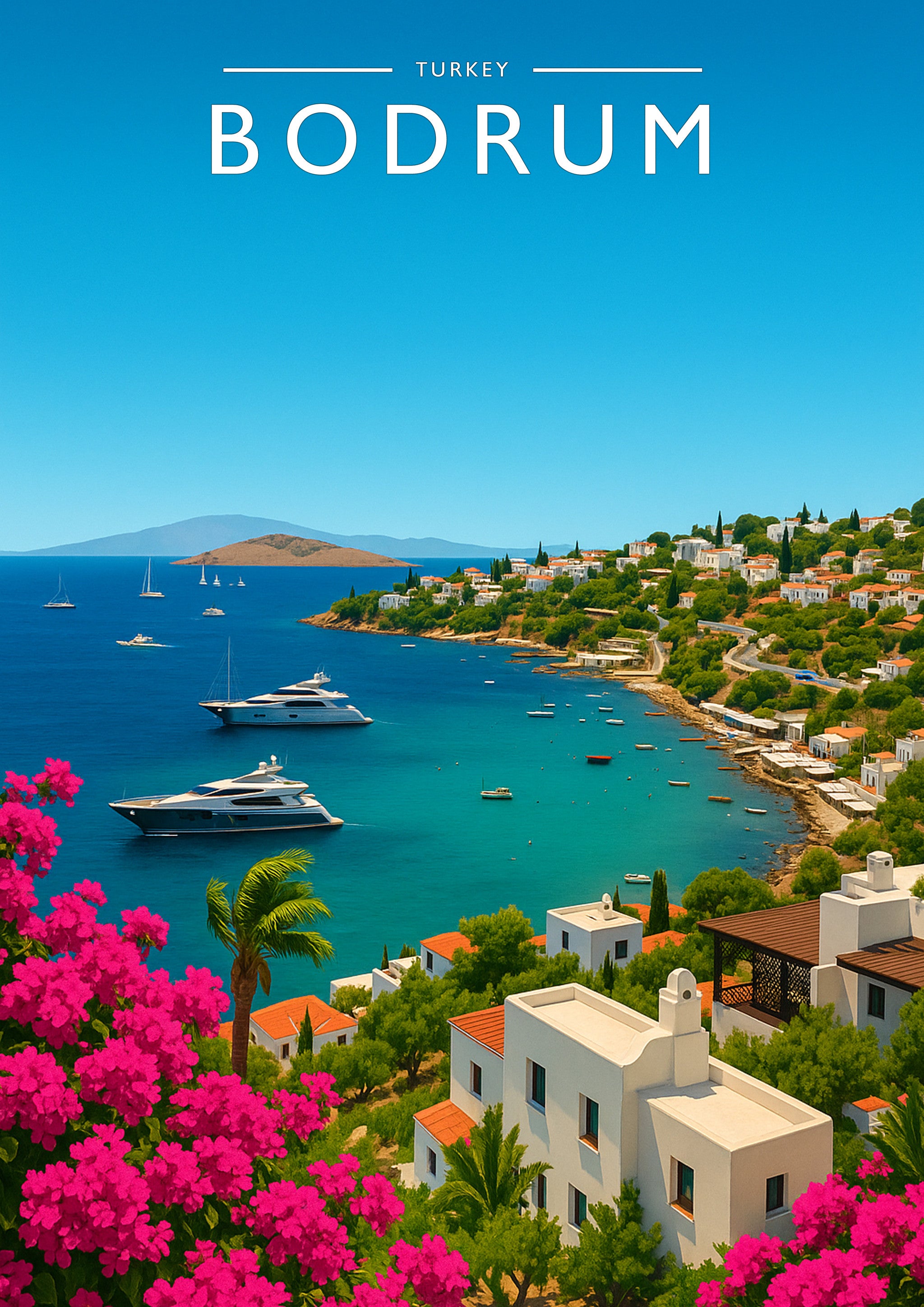 Bodrum Travel Poster - A4 travel poster print