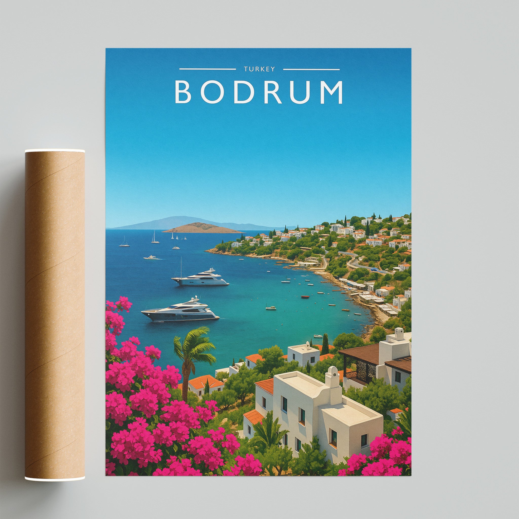 Bodrum Travel Poster - fine art print with shipping tube