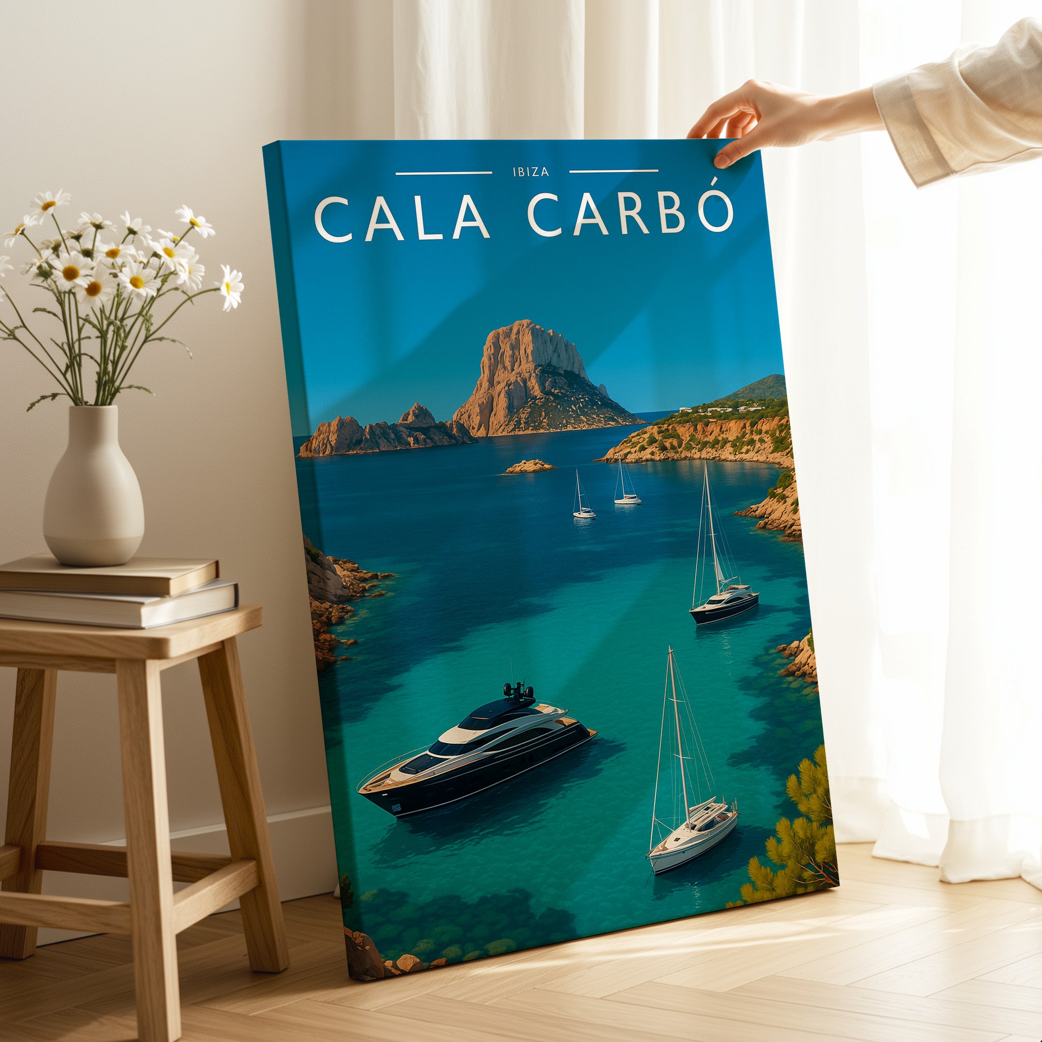 Cala Carbó Travel Poster as a gallery-wrapped canvas