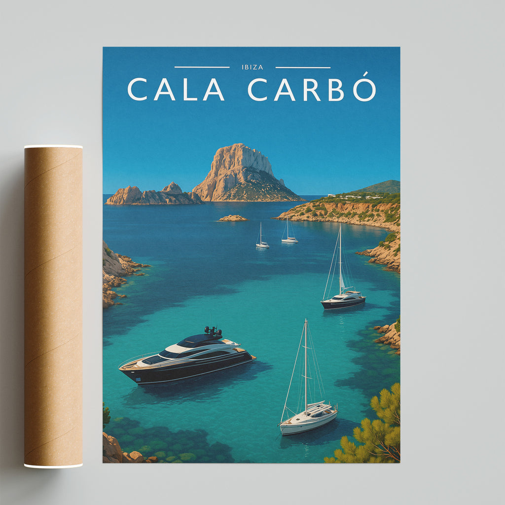 Cala Carbó Travel Poster - fine art print with shipping tube