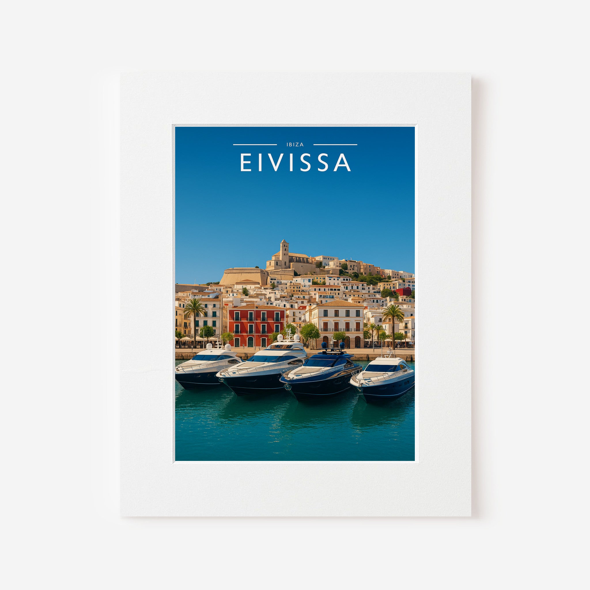 Eivissa Travel Poster in a white mount