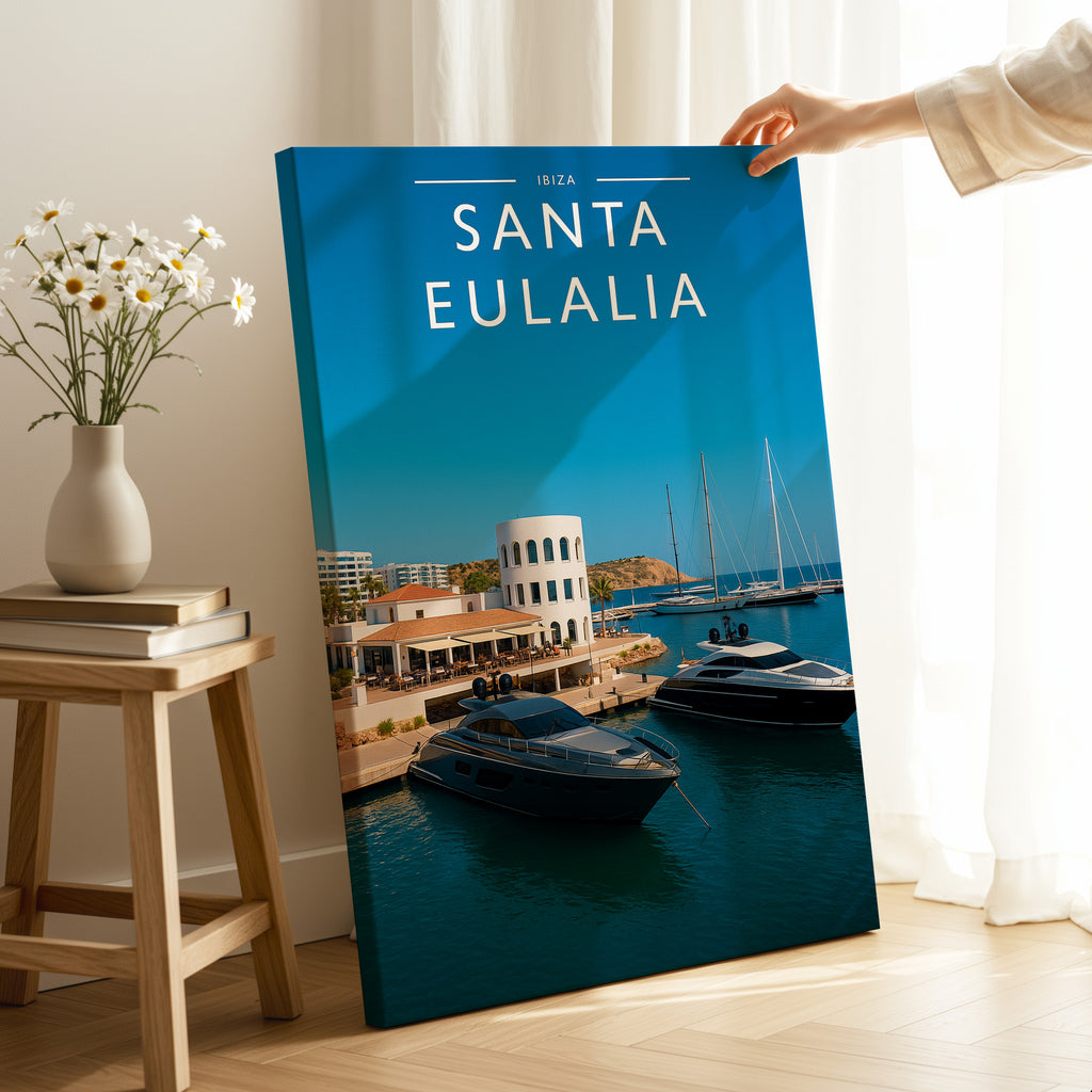 Santa Eulalia Travel Poster as a gallery-wrapped canvas