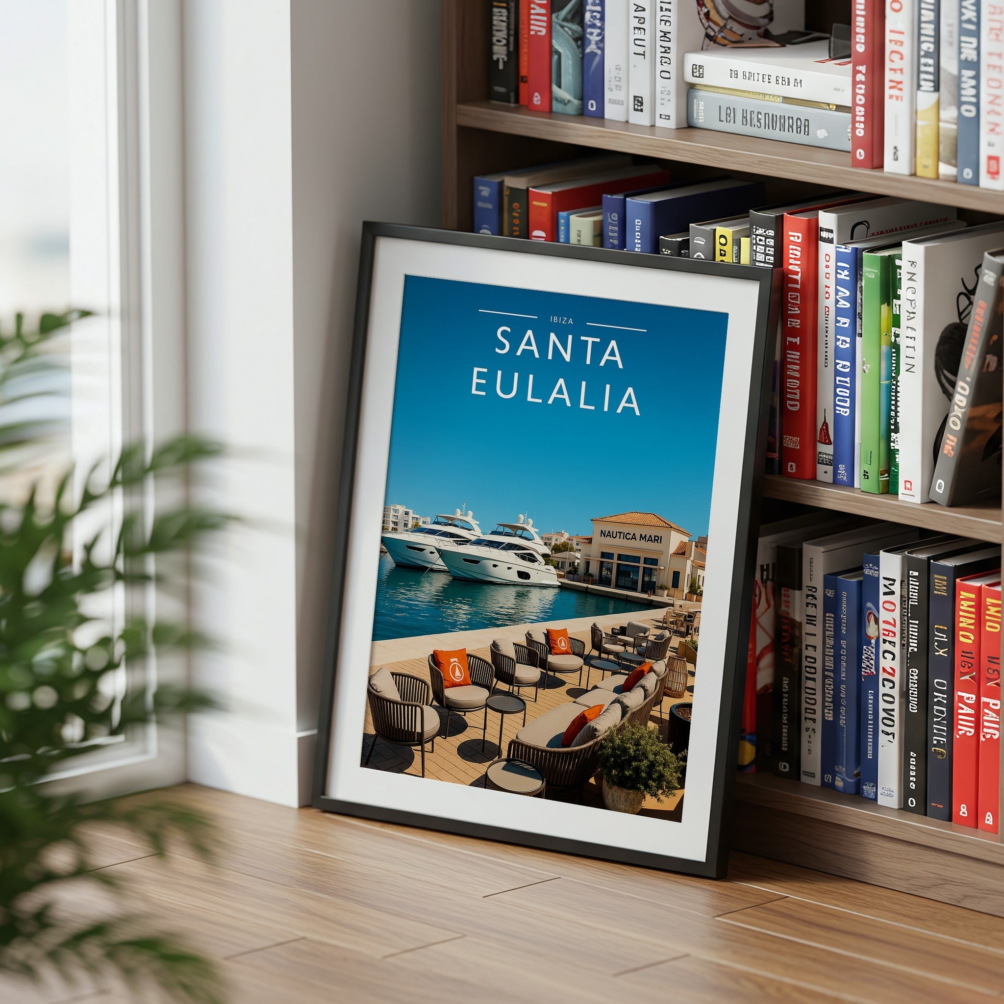 Santa Eulalia #2 Travel Poster mounted in a black frame