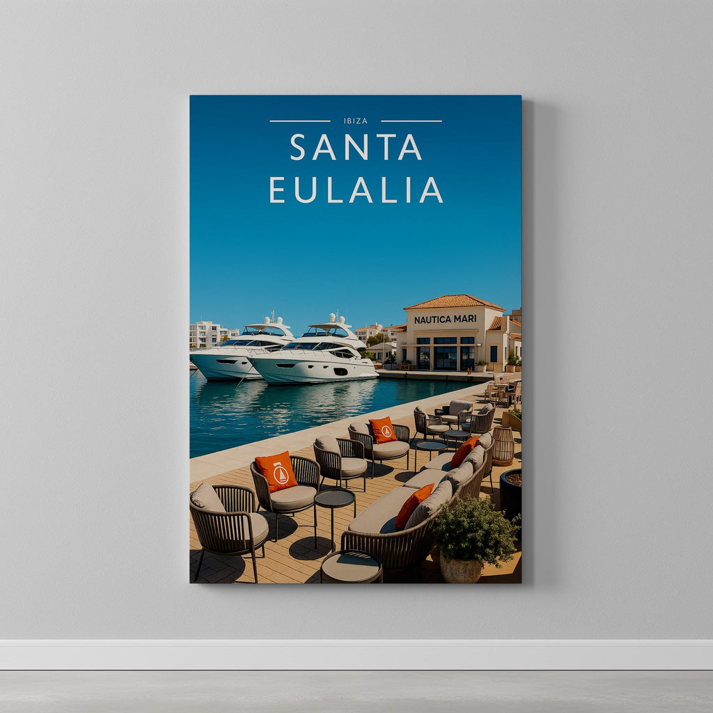 Santa Eulalia #2 Travel Poster as a gallery-wrapped canvas on a plain wall