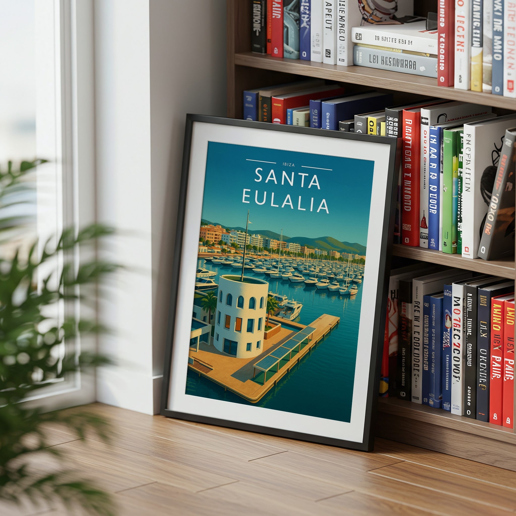 Santa Eulalia #3 Travel Poster mounted in a black frame