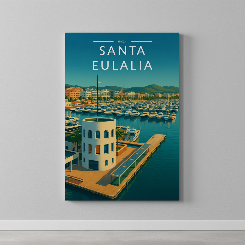 Santa Eulalia #3 Travel Poster as a gallery-wrapped canvas on a plain wall