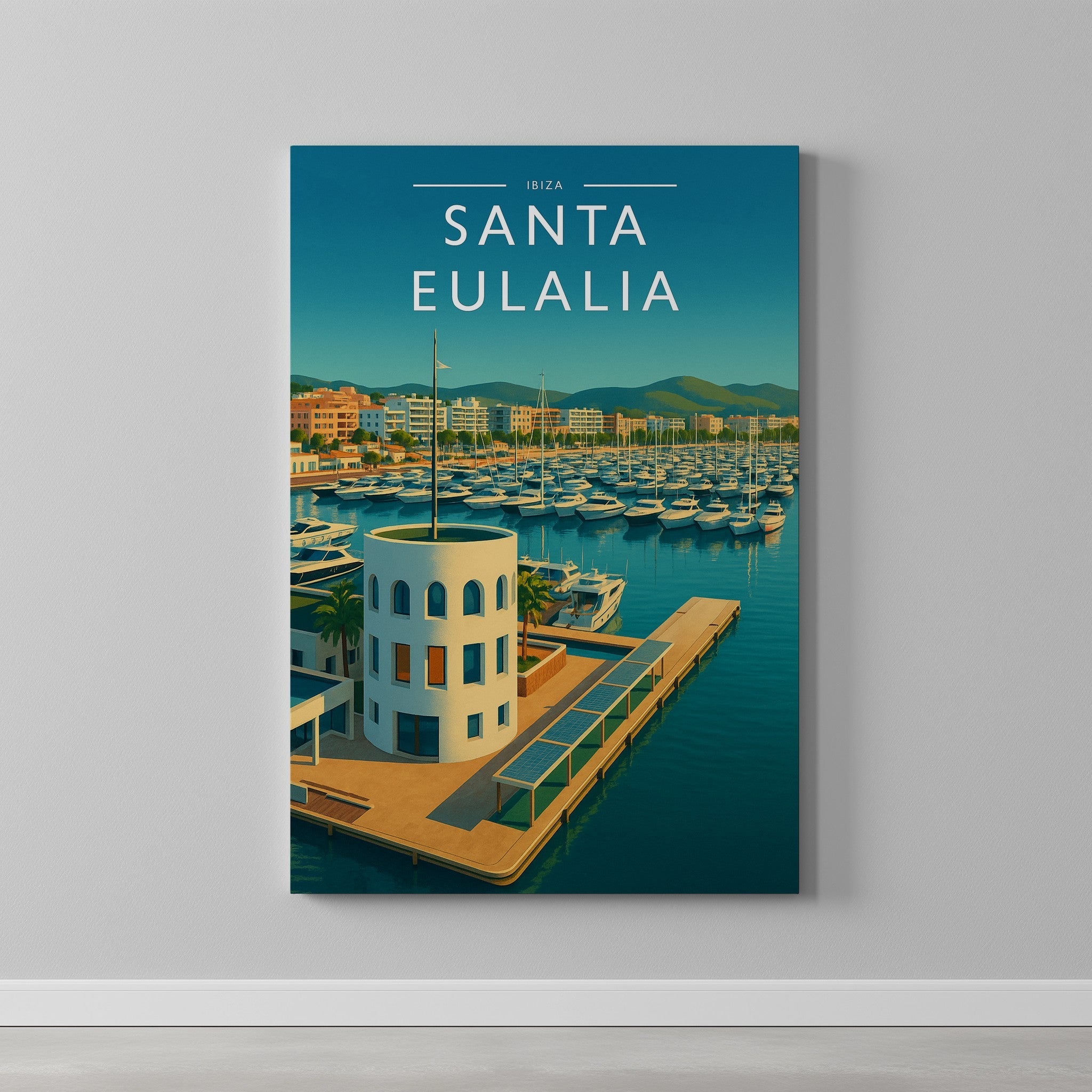 Santa Eulalia #3 Travel Poster as a gallery-wrapped canvas on a plain wall