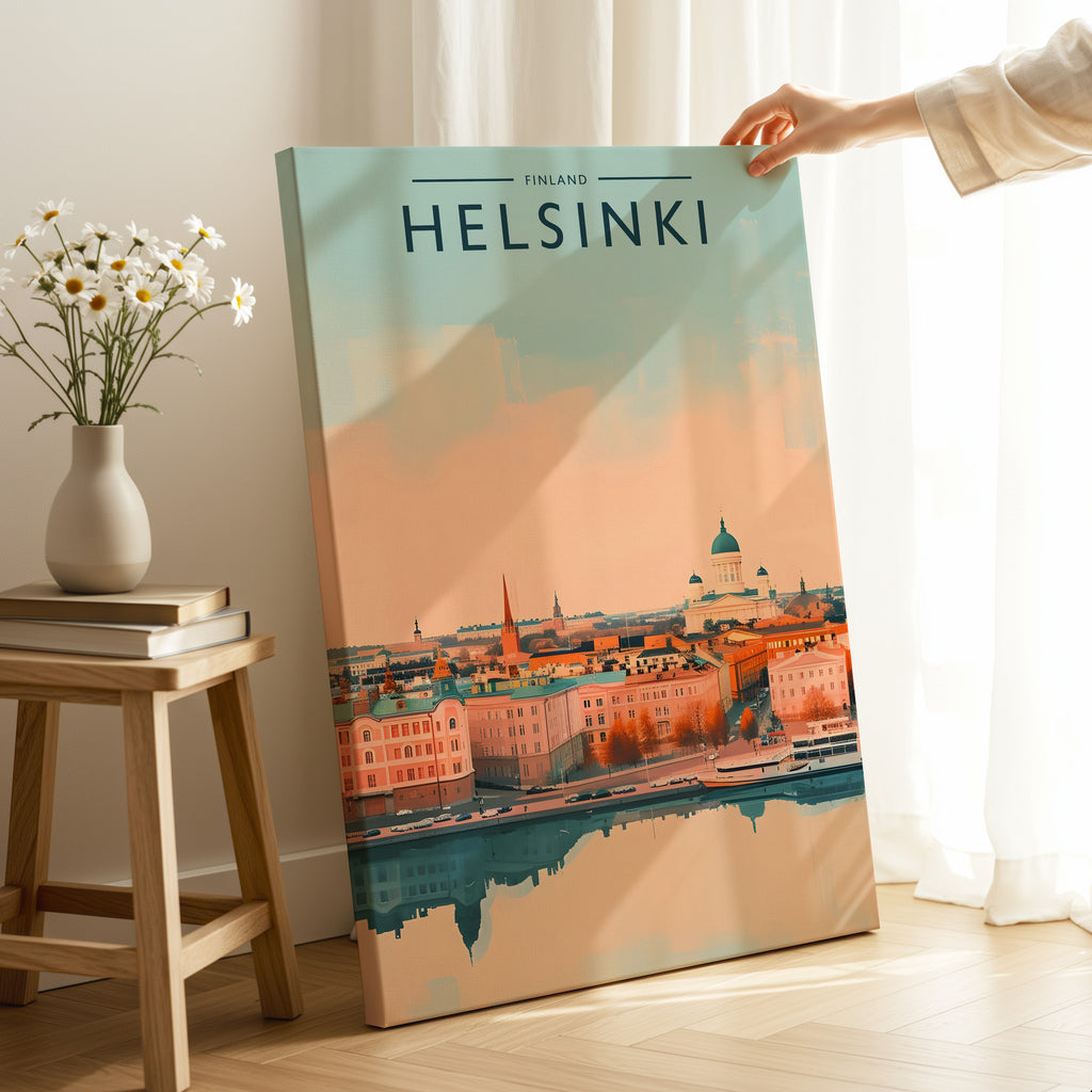 Helsinki Travel Poster as a gallery-wrapped canvas