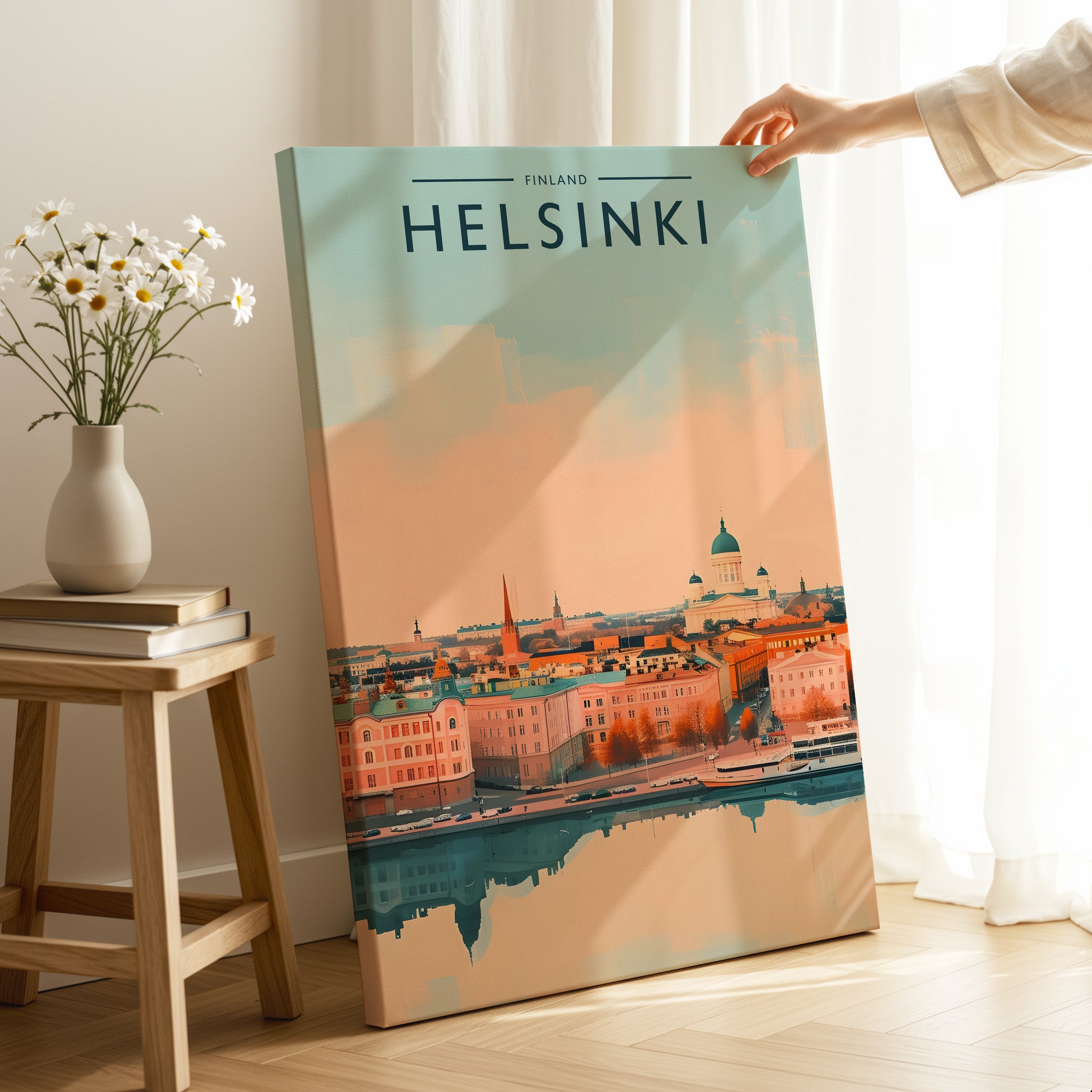 Helsinki Travel Poster as a gallery-wrapped canvas