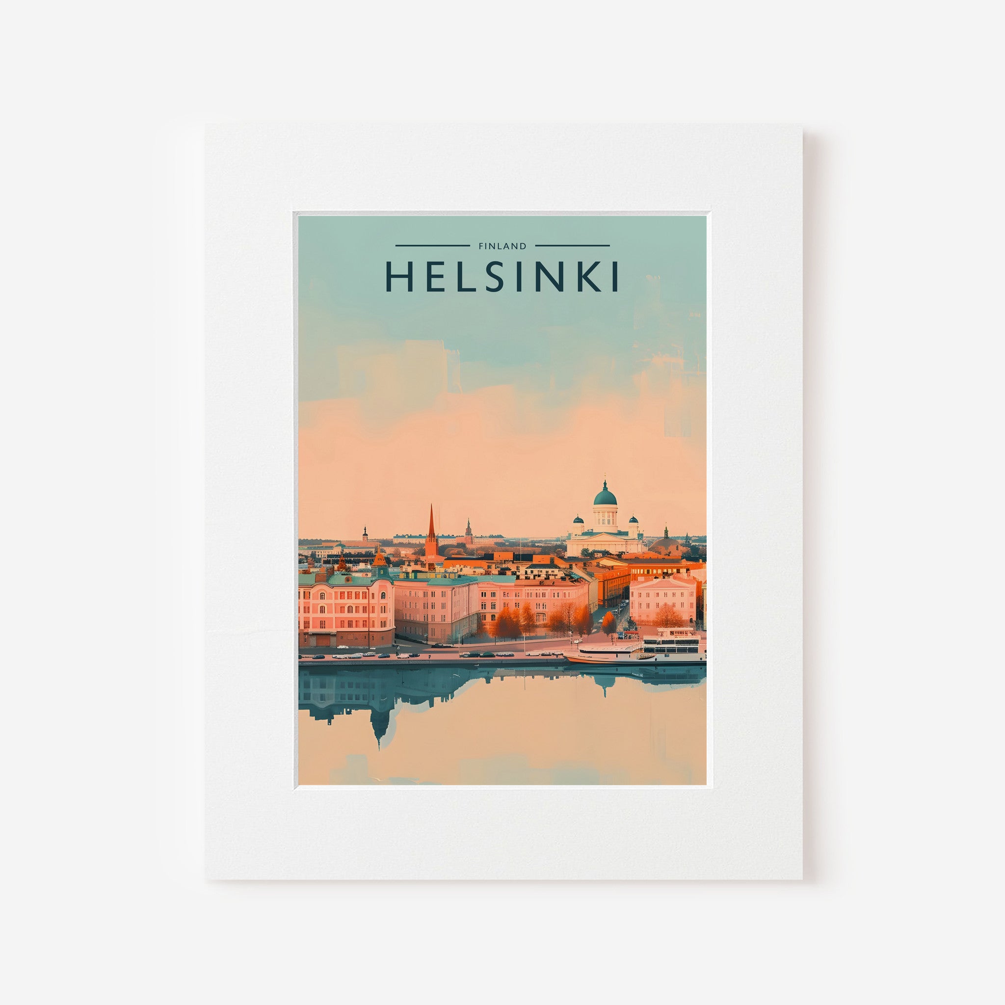 Helsinki Travel Poster in a white mount