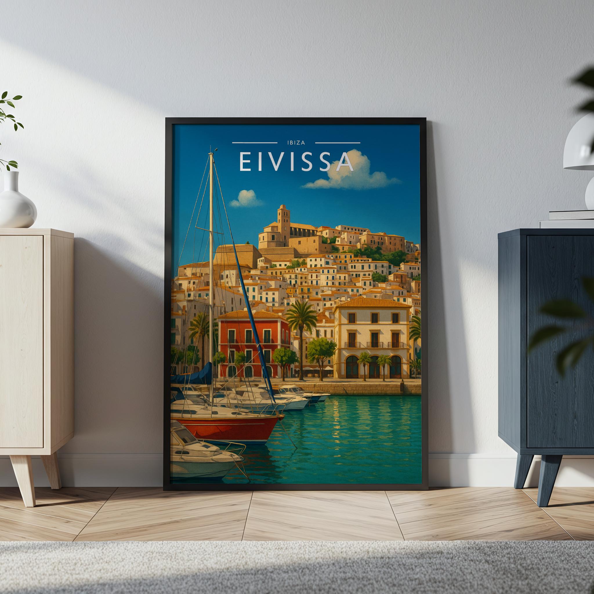 Eivissa #2 Travel Poster in a black frame