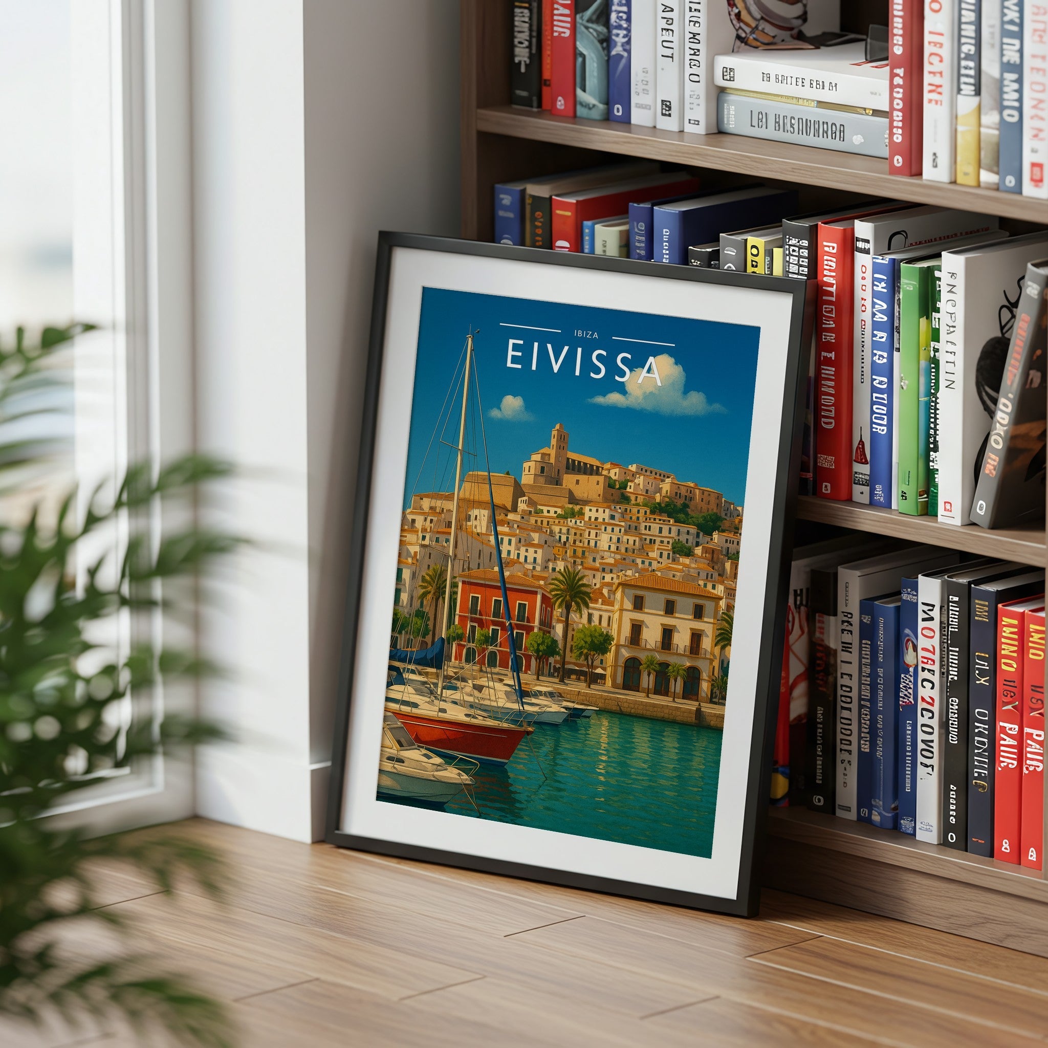Eivissa #2 Travel Poster mounted in a black frame