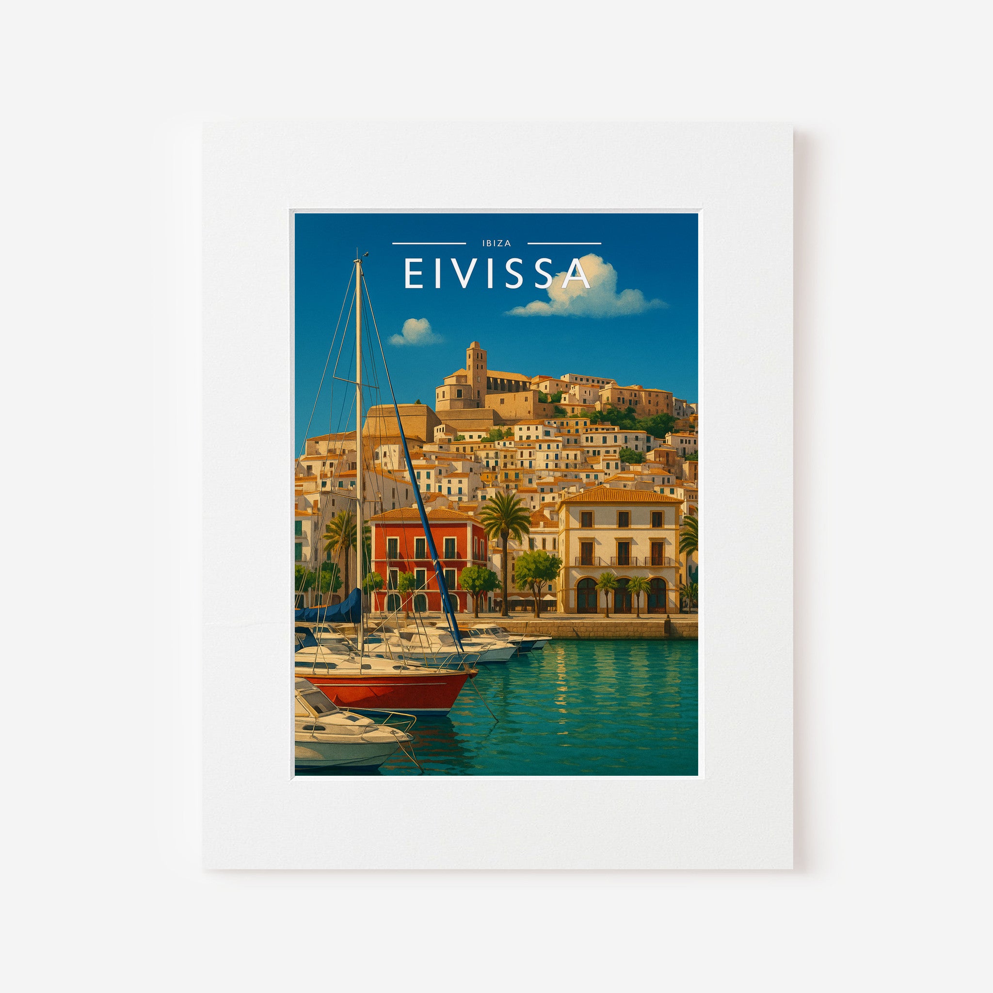 Eivissa #2 Travel Poster in a white mount