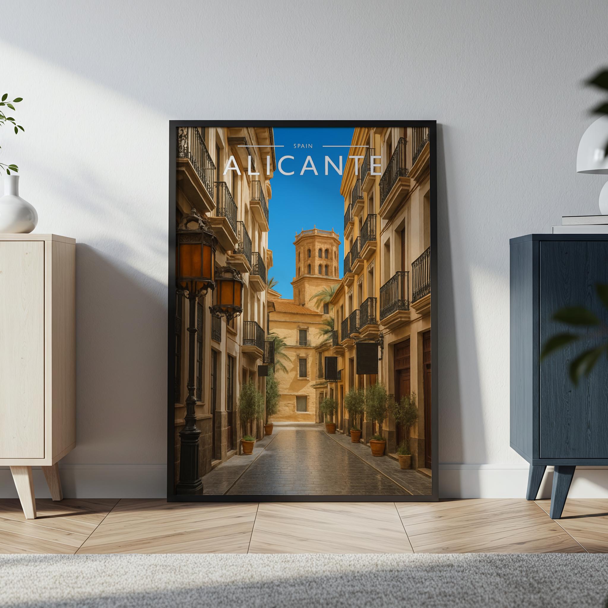 Alicante #3 Travel Poster in a black frame