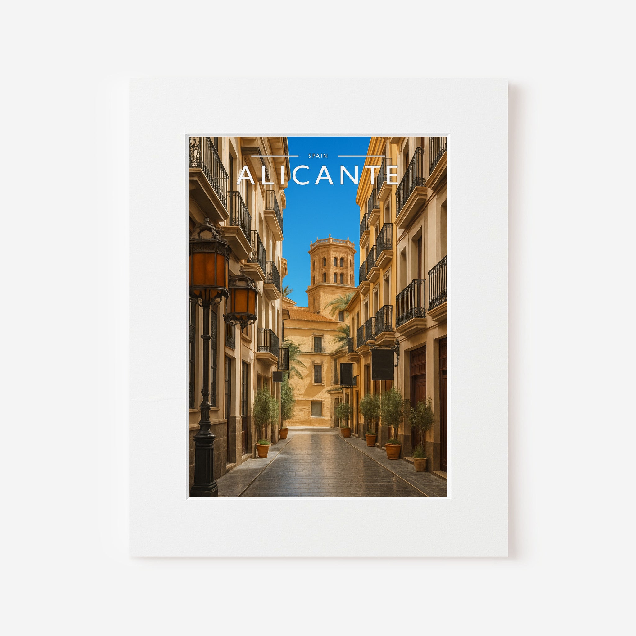 Alicante #3 Travel Poster in a white mount
