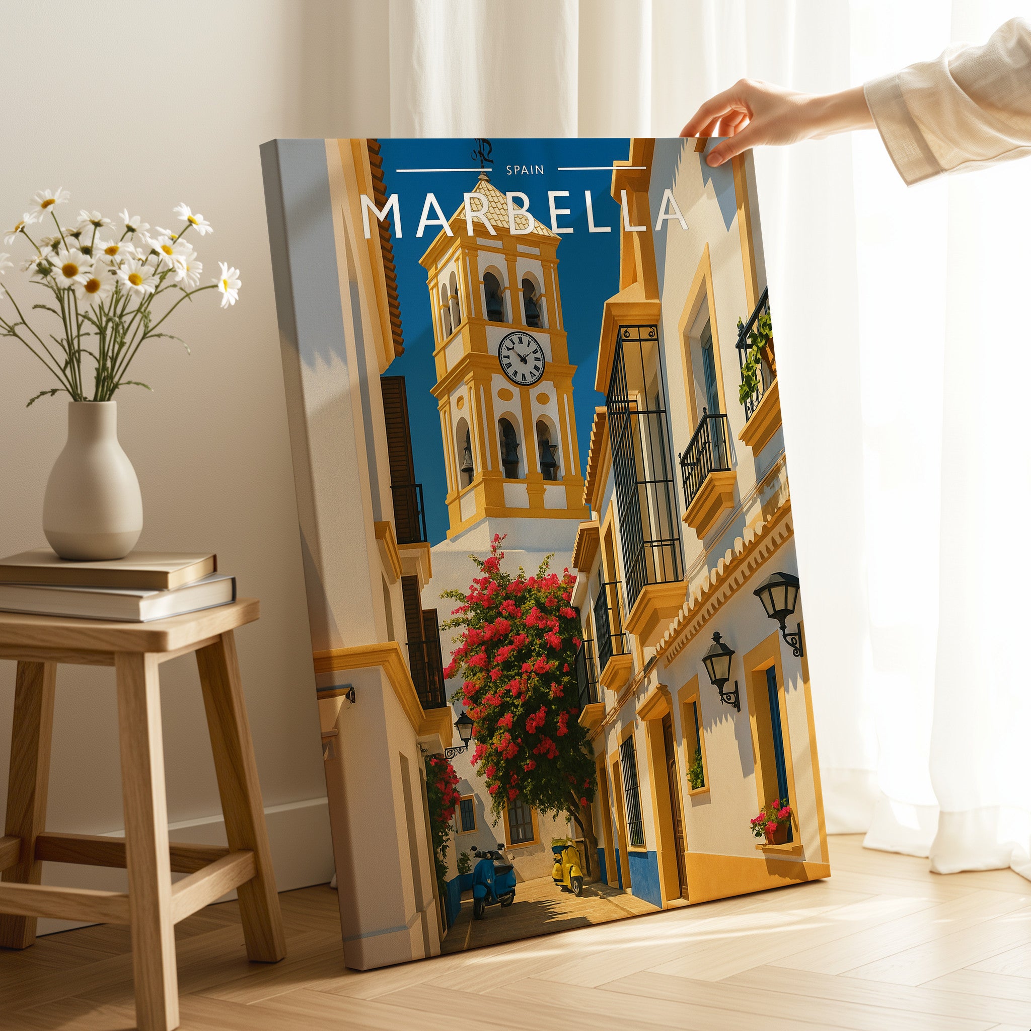 Marbella Travel Poster as a gallery-wrapped canvas