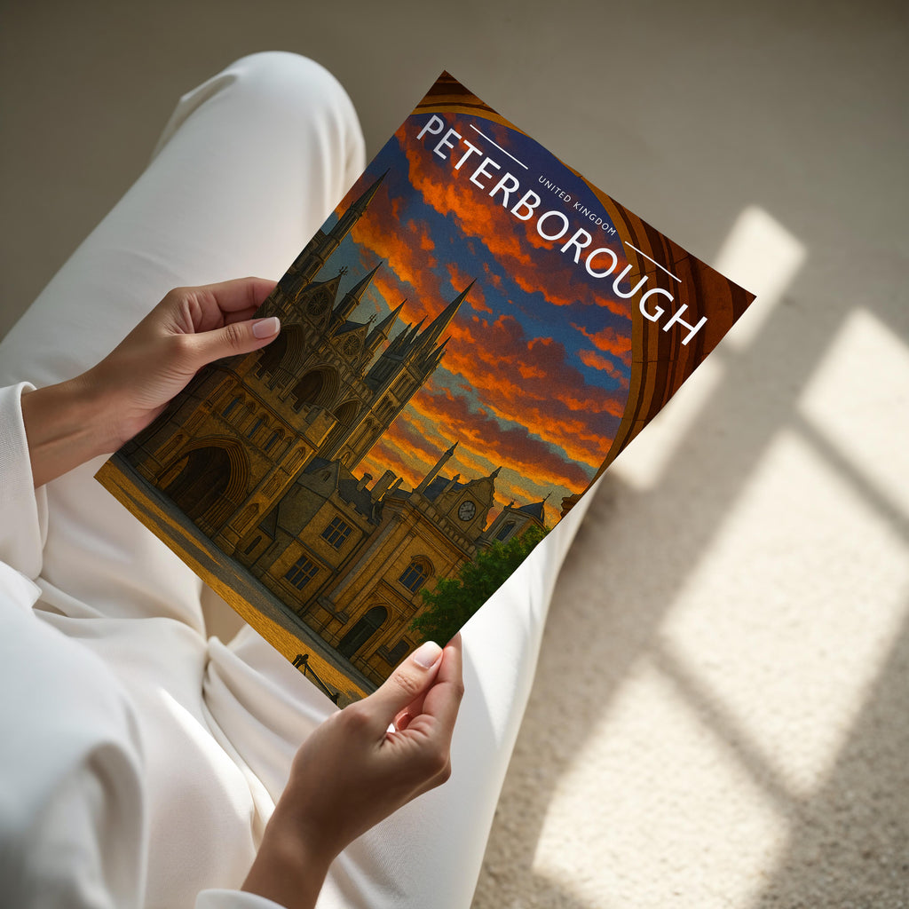 Peterborough Travel Poster - A4 print held in hand