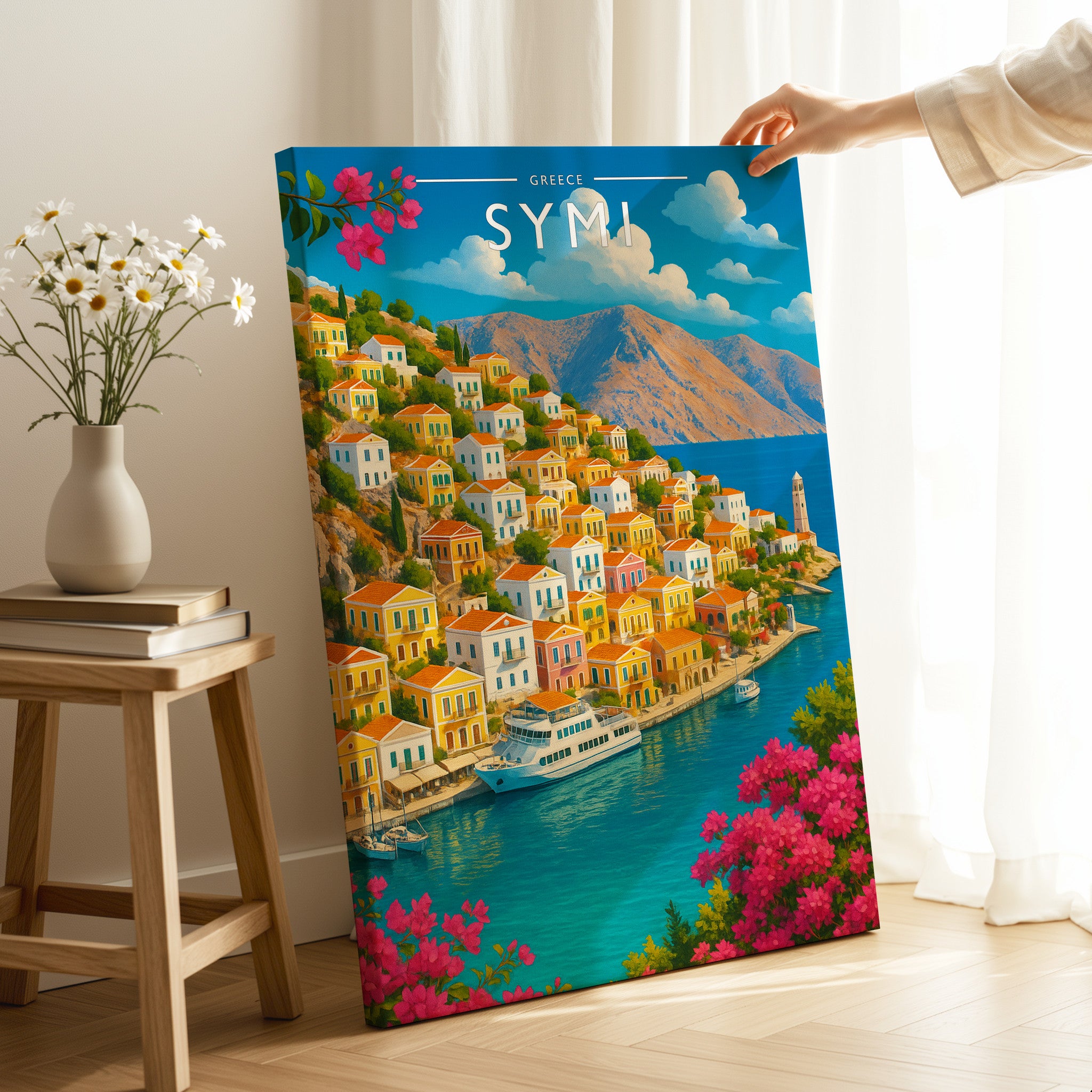 Symi Travel Poster as a gallery-wrapped canvas