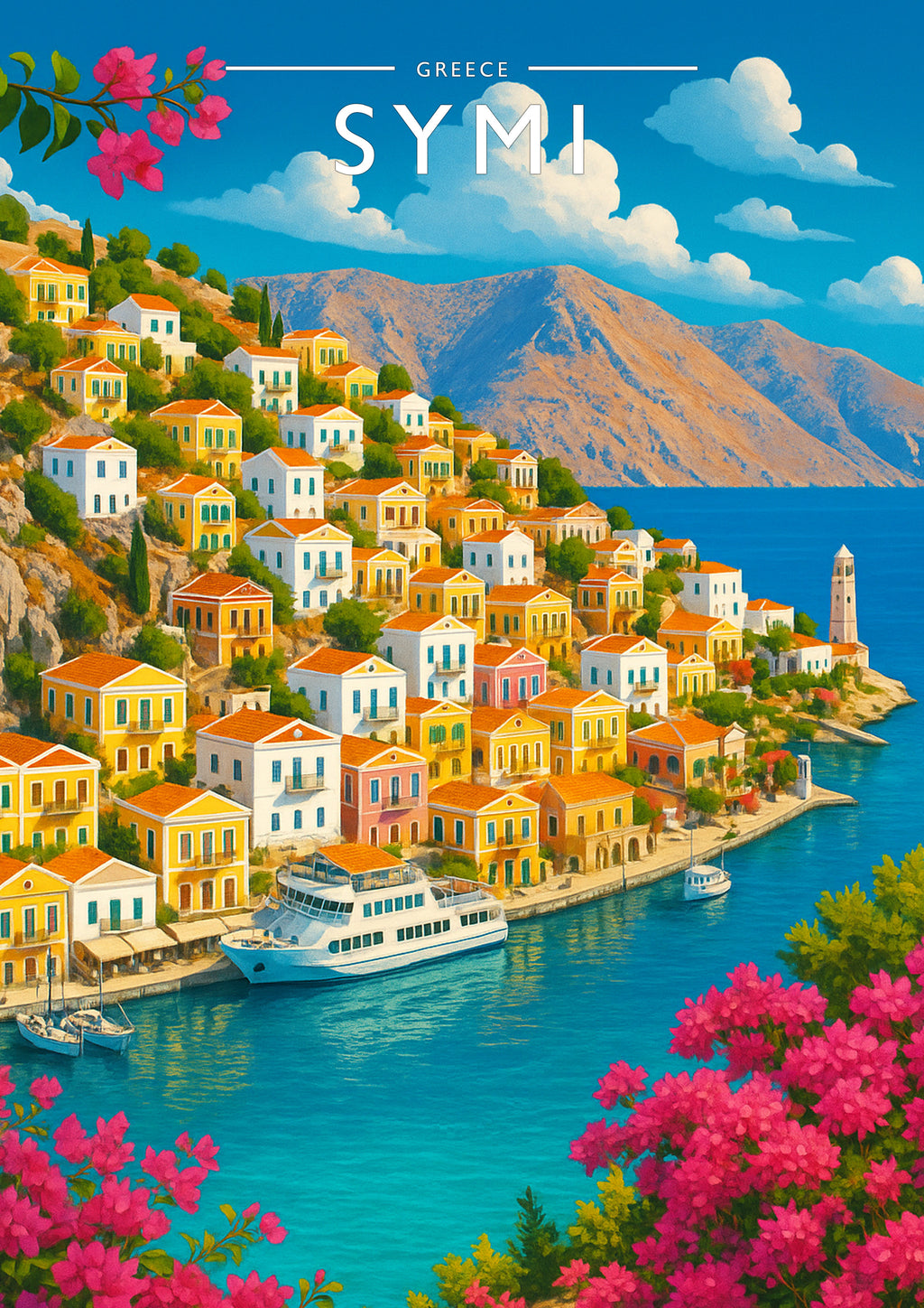 Symi Travel Poster - A4 travel poster print