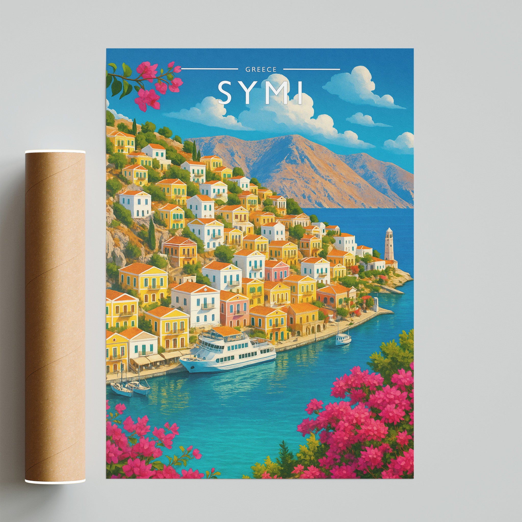 Symi Travel Poster - fine art print with shipping tube