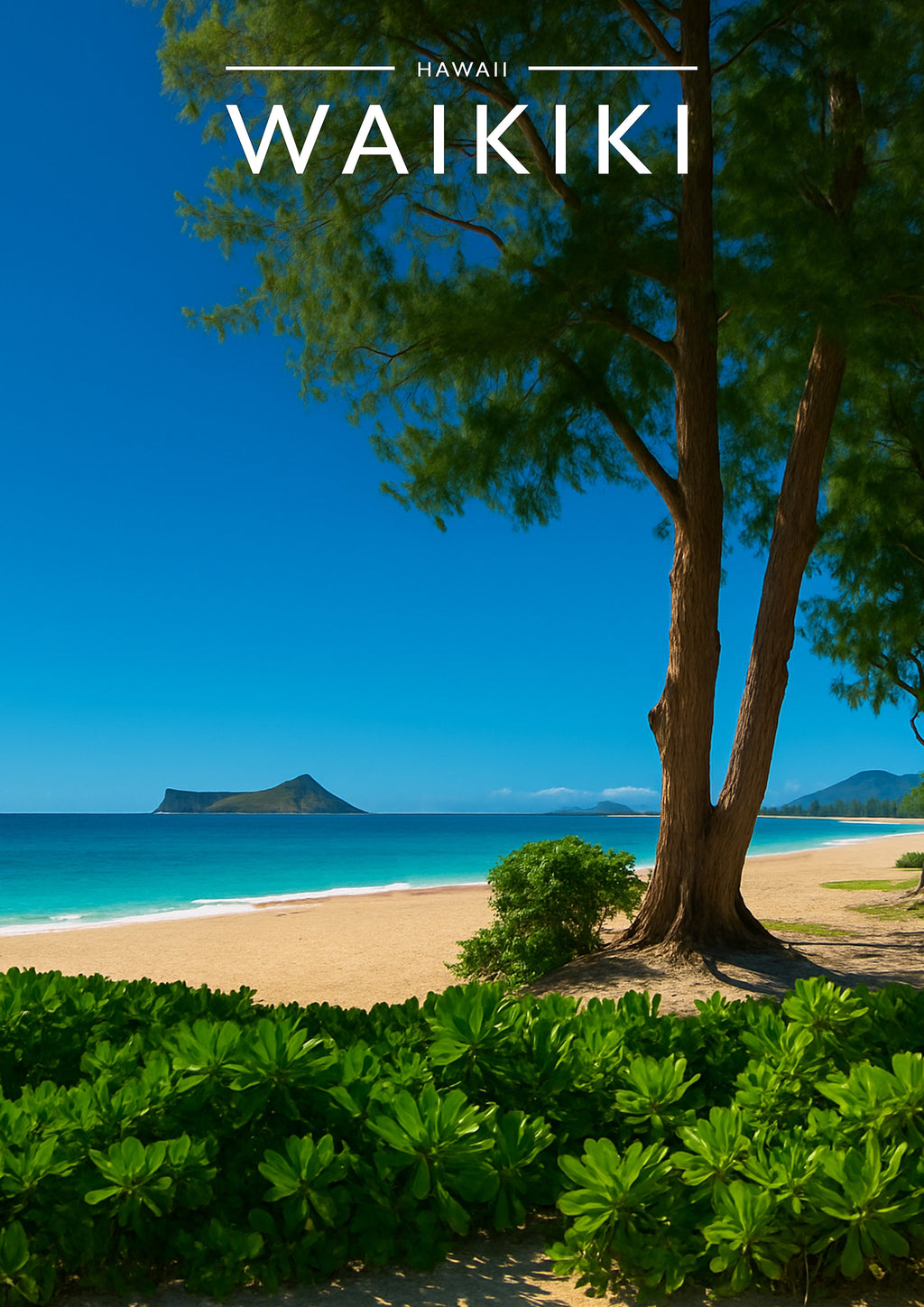 Waikiki Travel Poster - A4 travel poster print