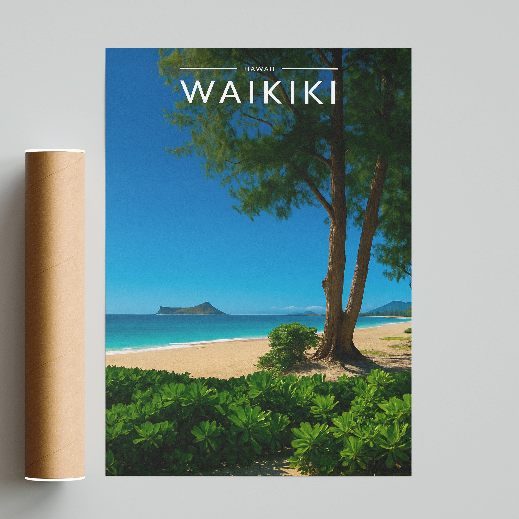 Waikiki Travel Poster - fine art print with shipping tube