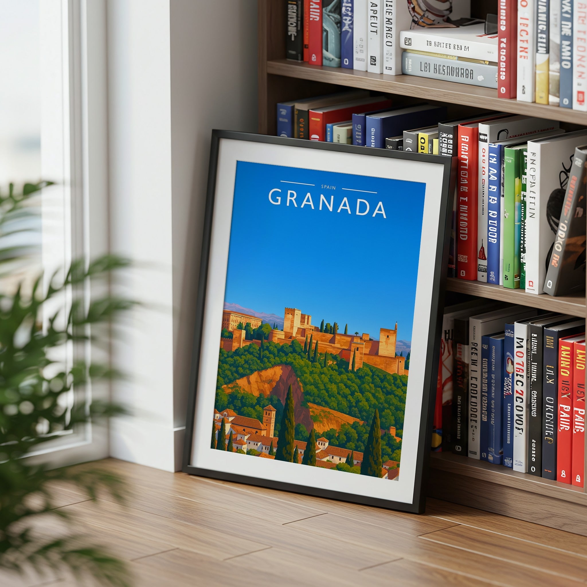 Granada Travel Poster mounted in a black frame