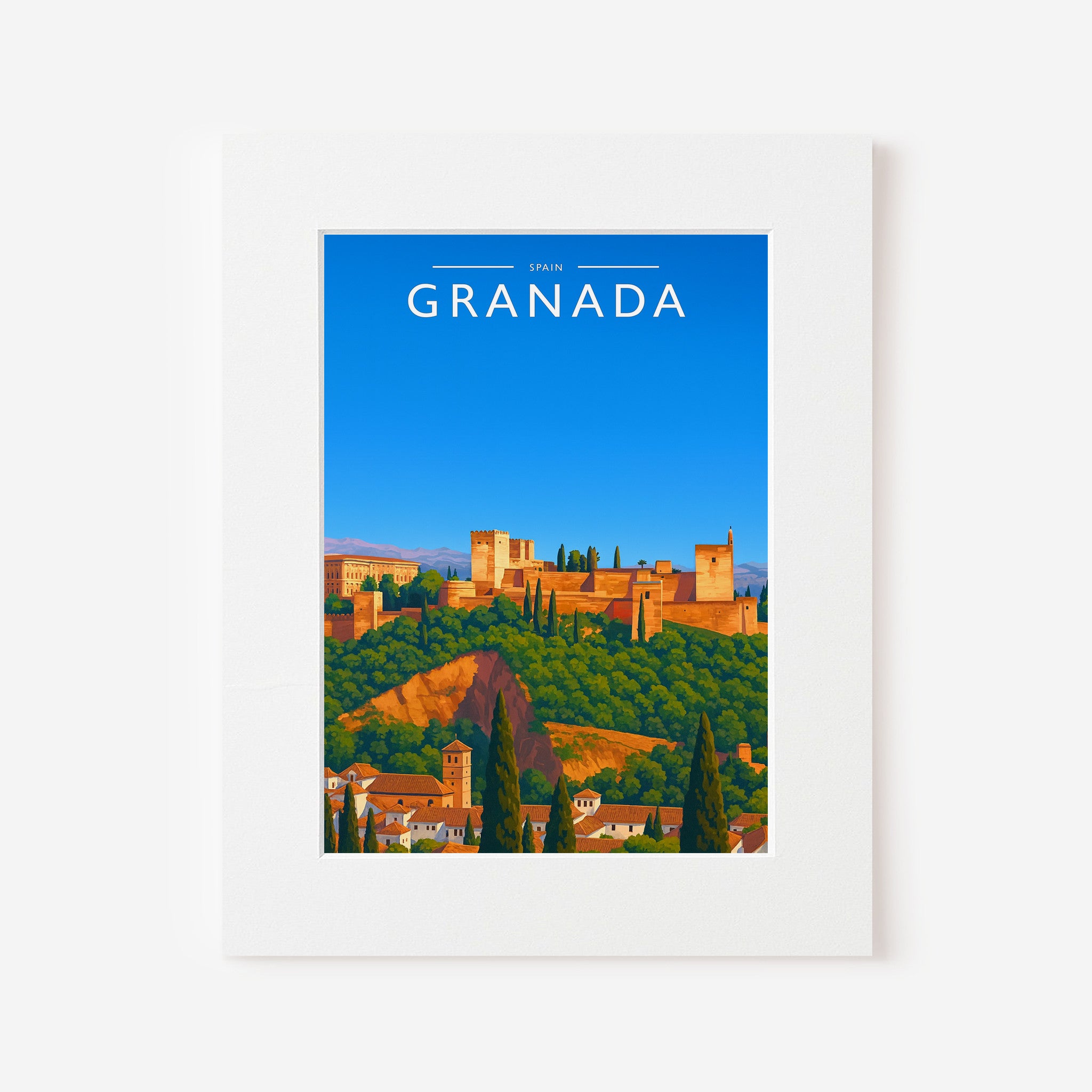 Granada Travel Poster in a white mount