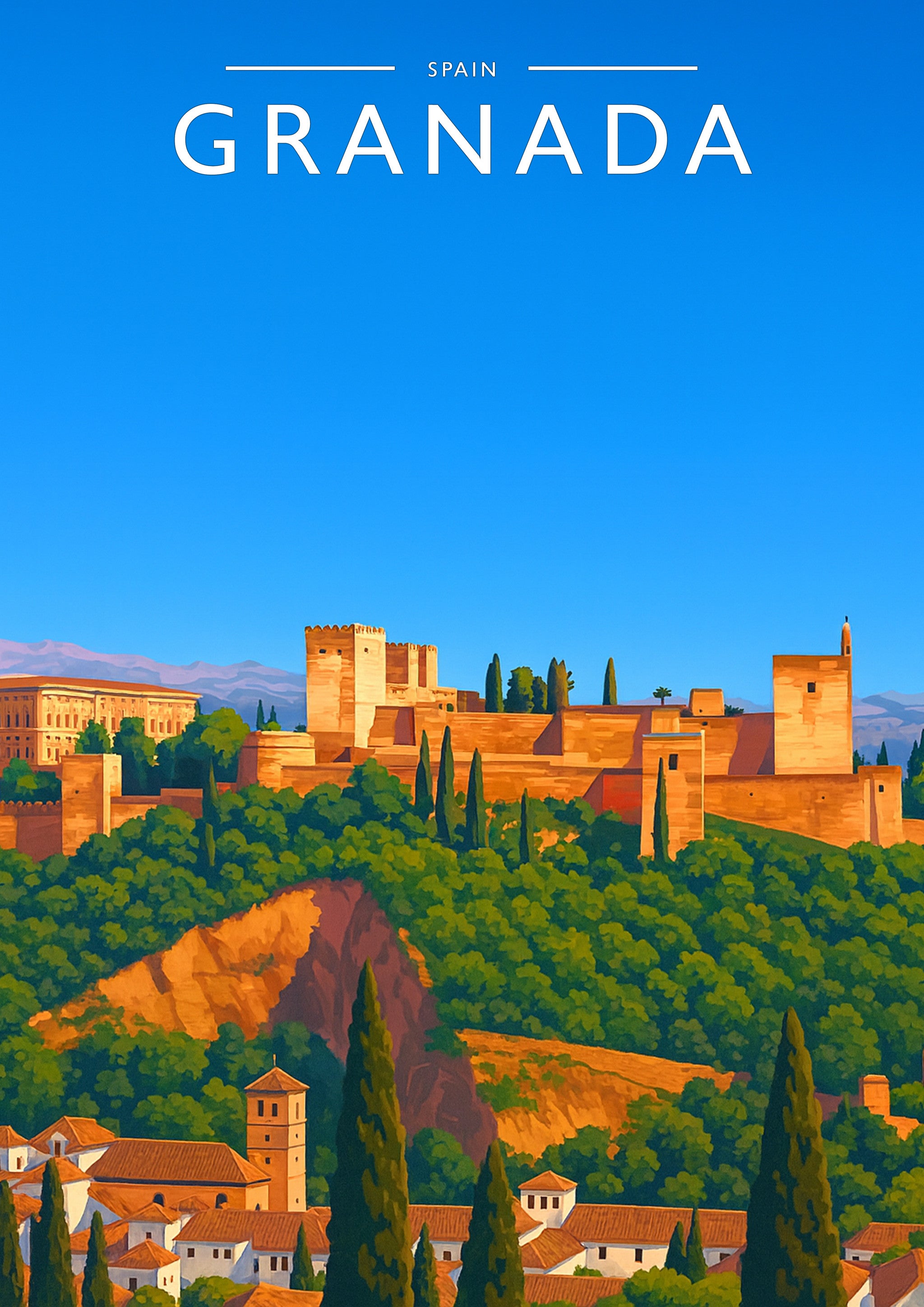 Granada Travel Poster - A4 travel poster print