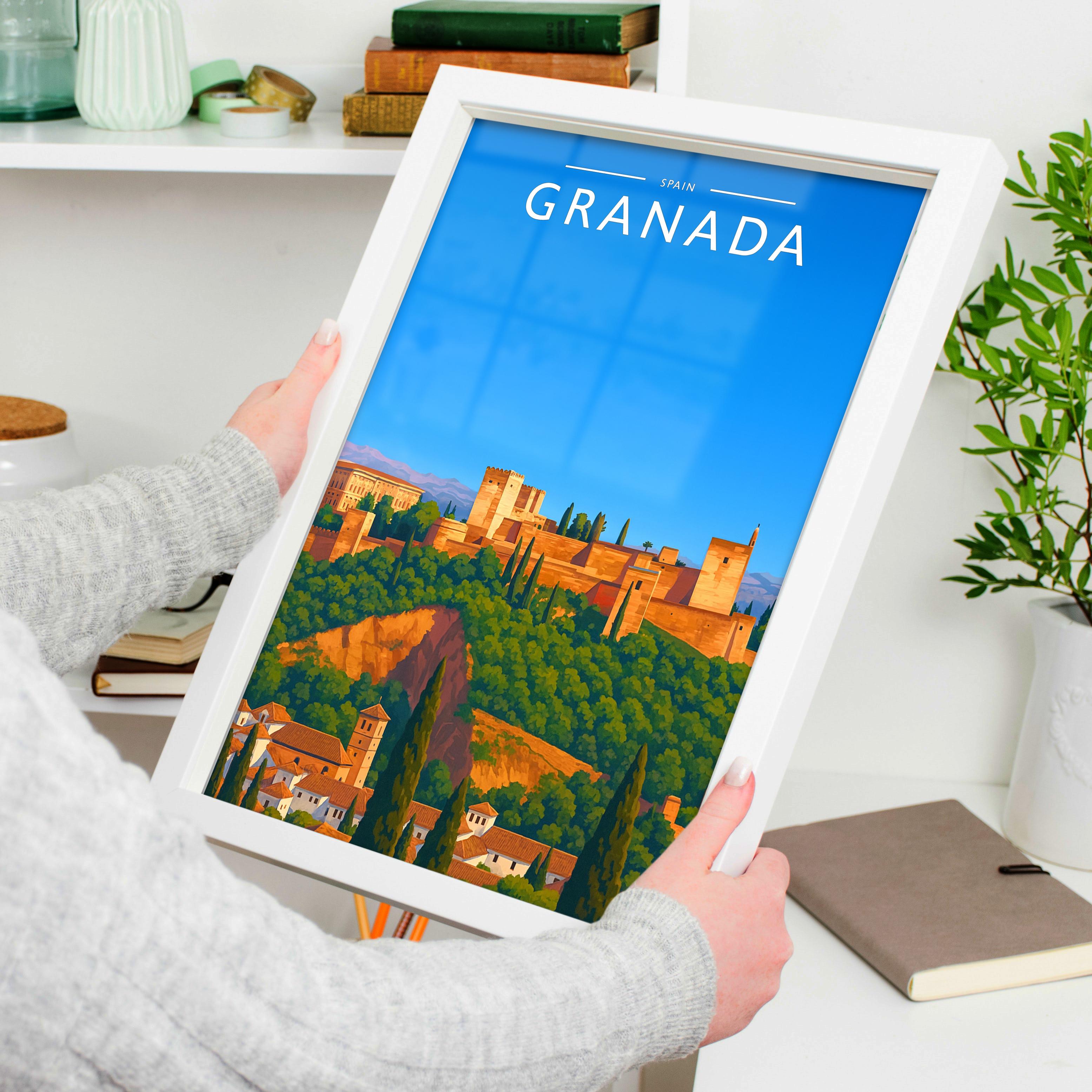 Granada Travel Poster held in a white frame