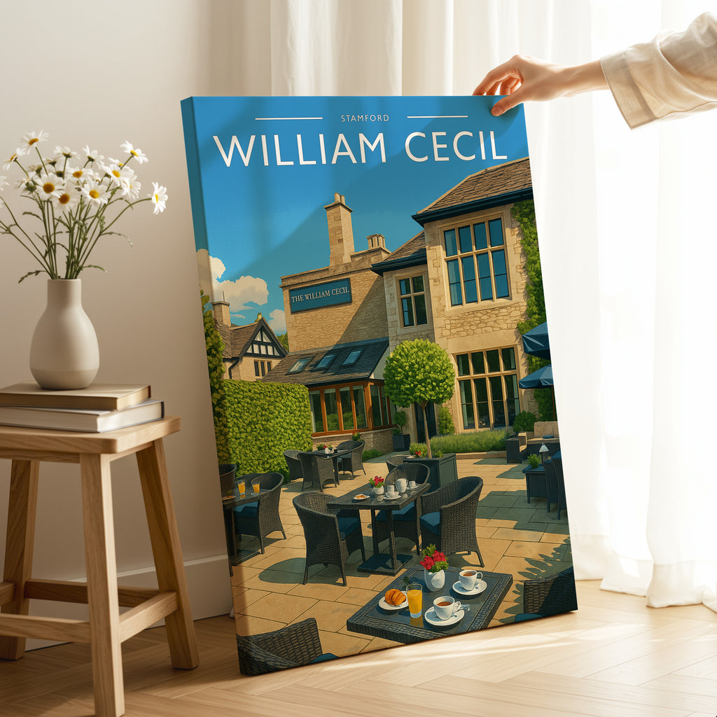 Stamford #5 Travel Poster as a gallery-wrapped canvas
