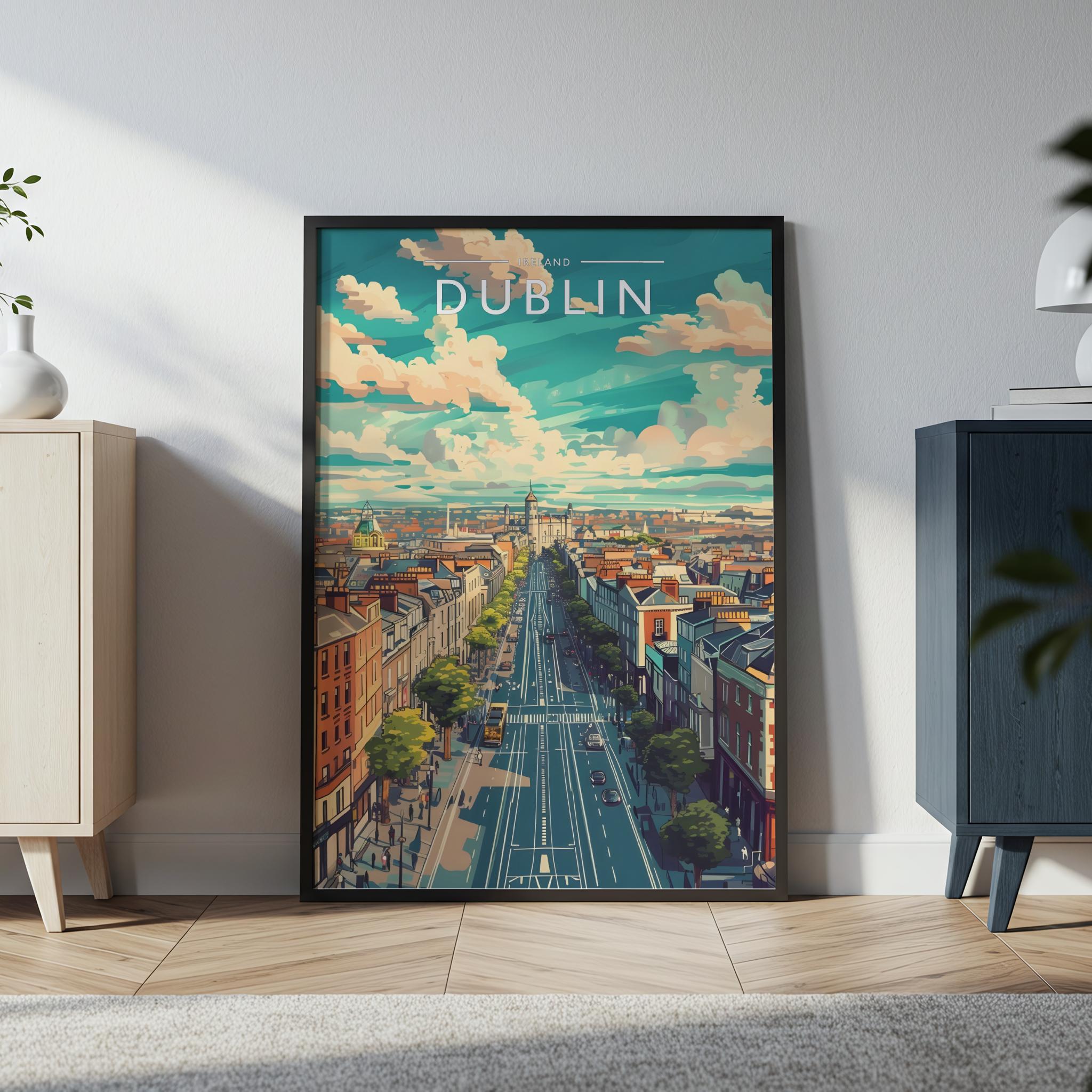 Dublin Travel Poster in a black frame