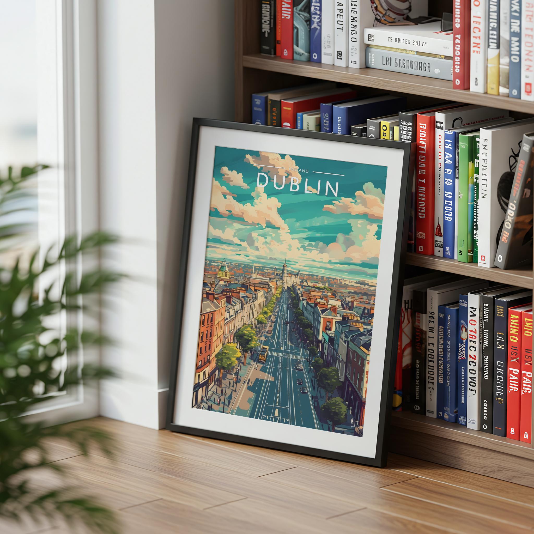 Dublin Travel Poster mounted in a black frame