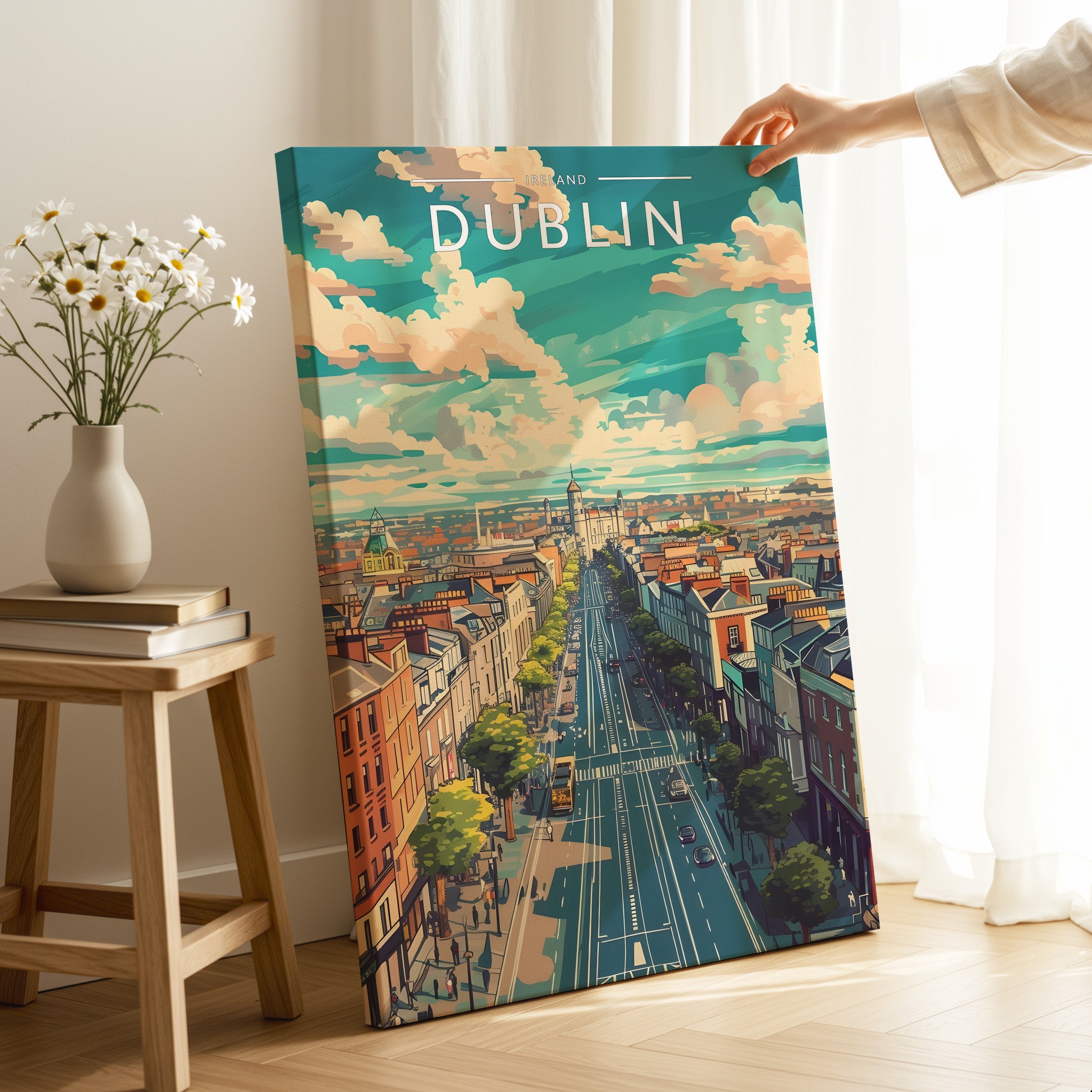 Dublin Travel Poster as a gallery-wrapped canvas