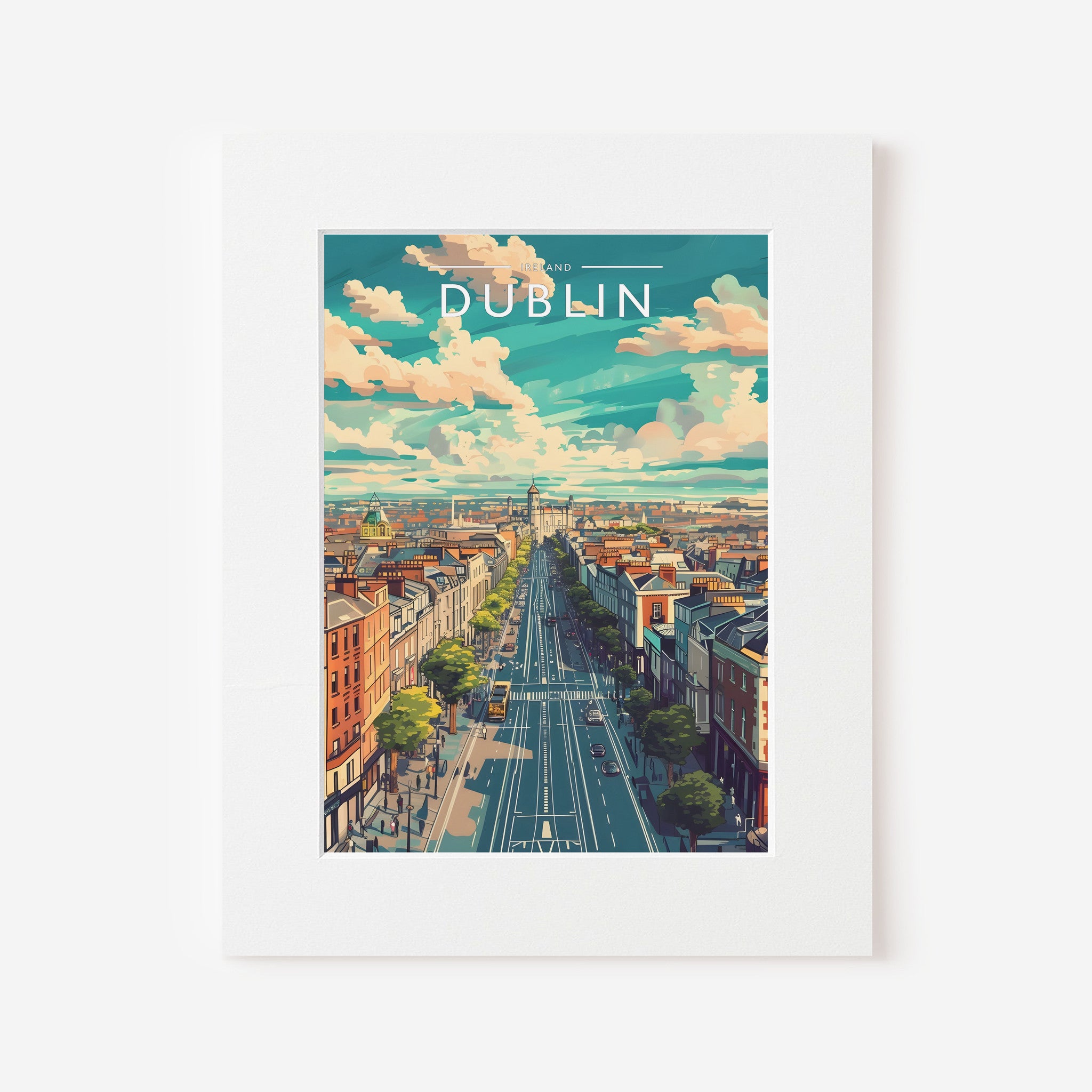 Dublin Travel Poster in a white mount