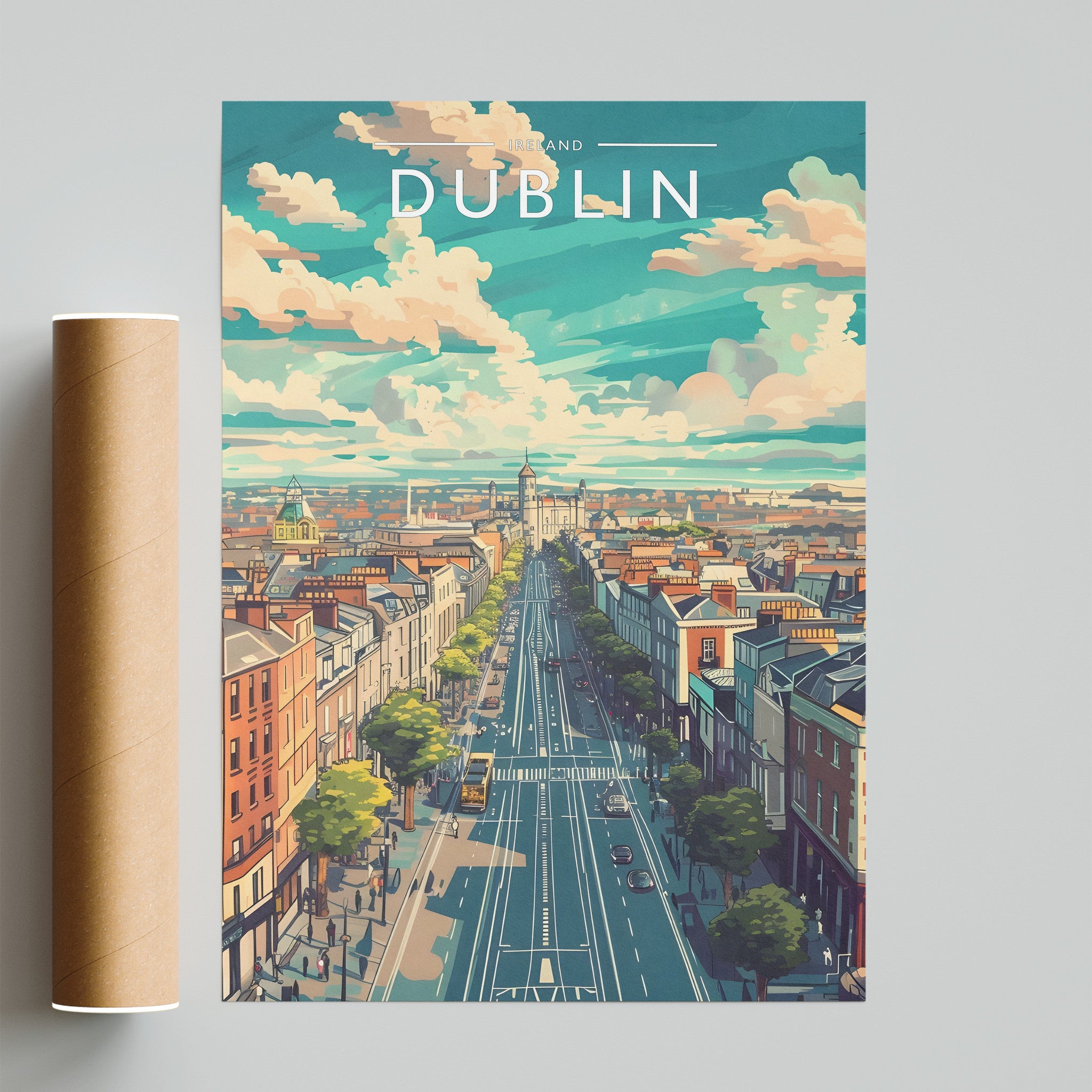 Dublin Travel Poster - fine art print with shipping tube