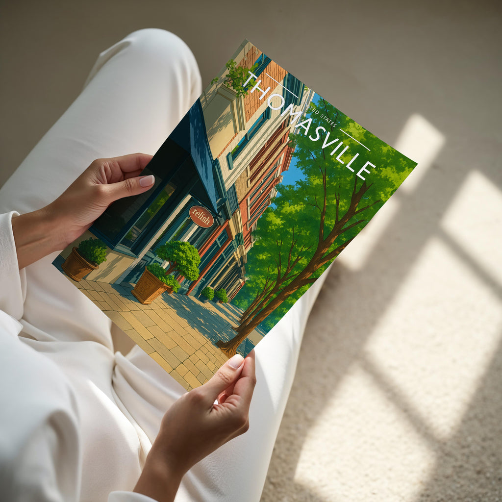 Thomasville Travel Poster - A4 print held in hand