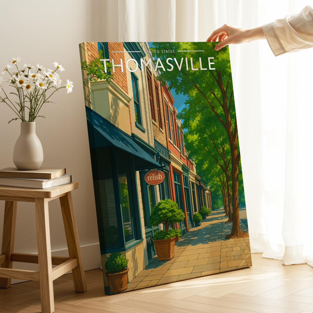 Thomasville Travel Poster as a gallery-wrapped canvas
