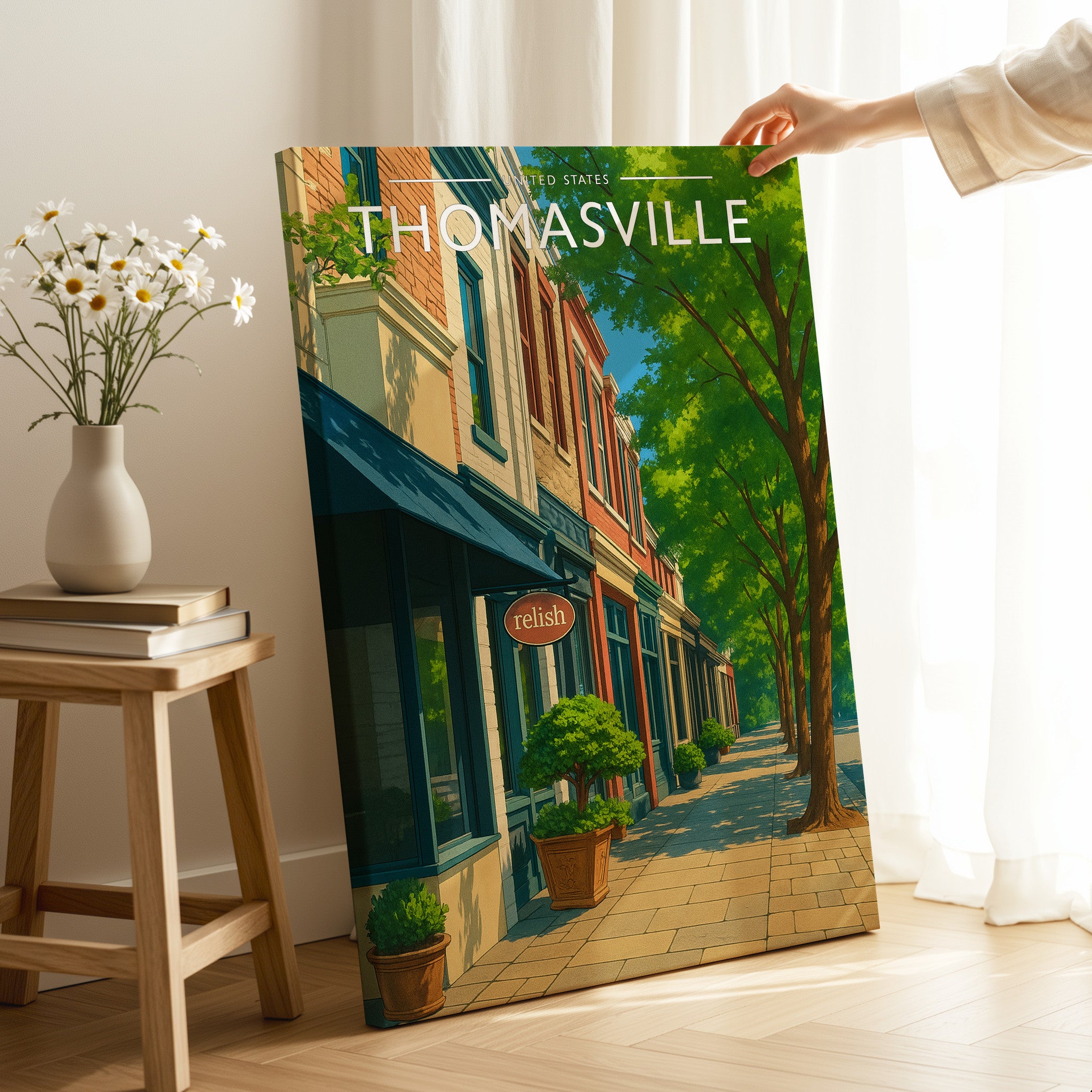 Thomasville Travel Poster as a gallery-wrapped canvas