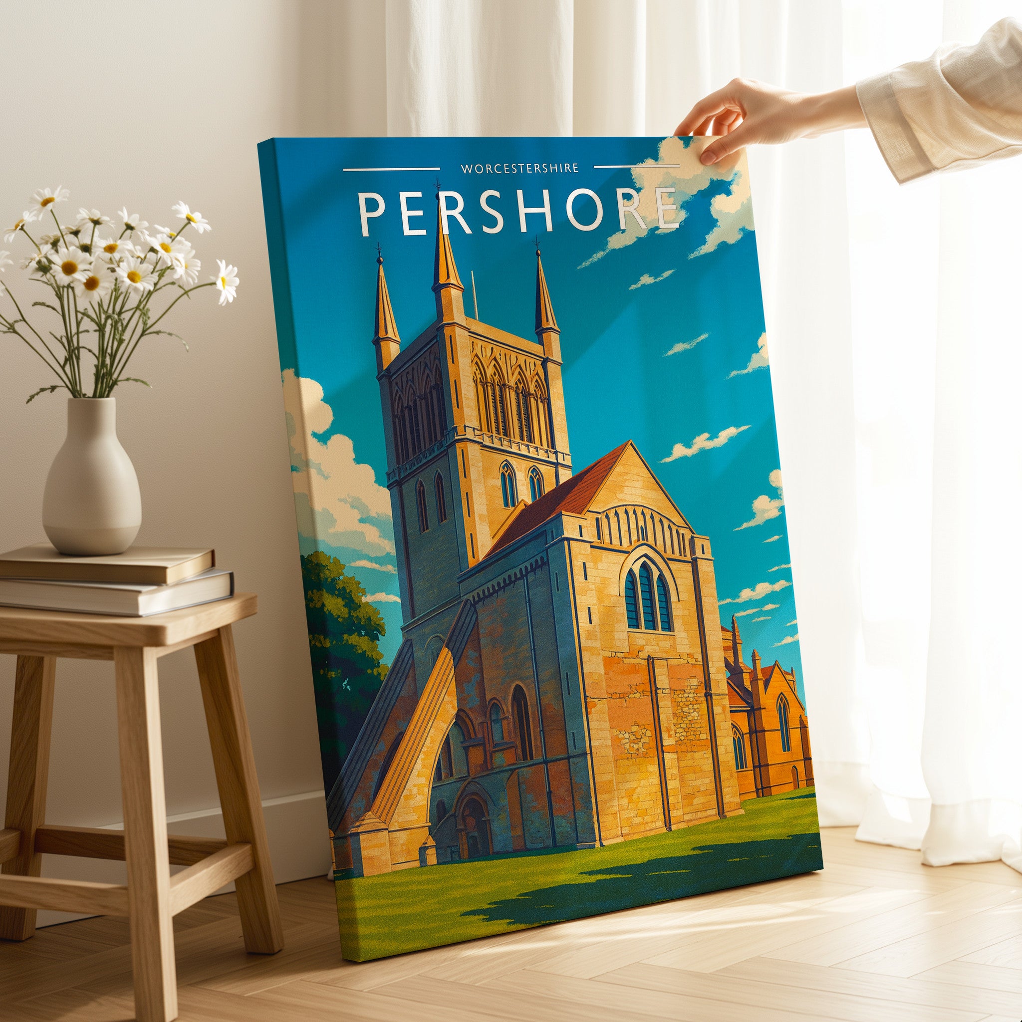 Pershore Travel Poster as a gallery-wrapped canvas
