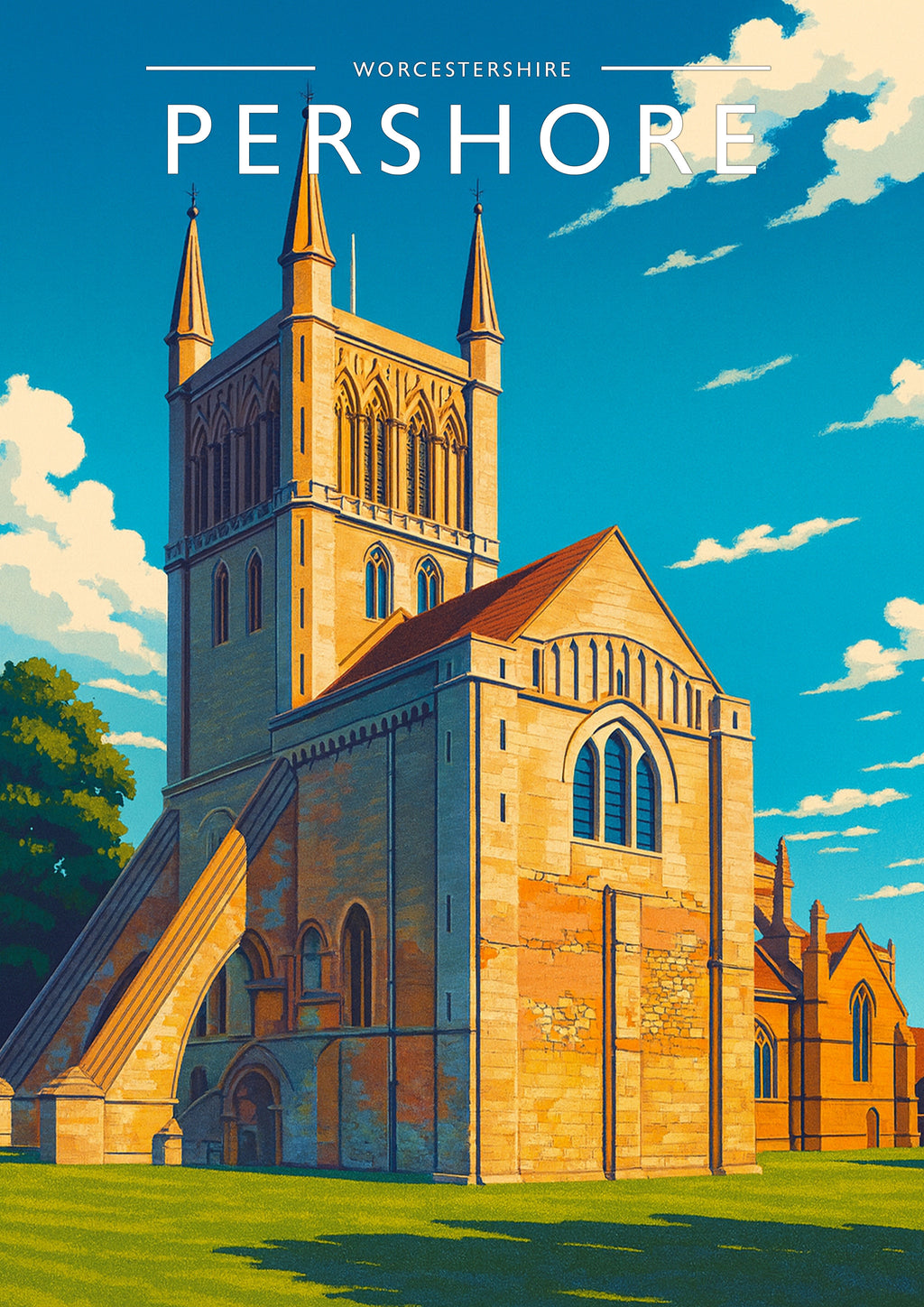 Pershore Travel Poster - A4 travel poster print