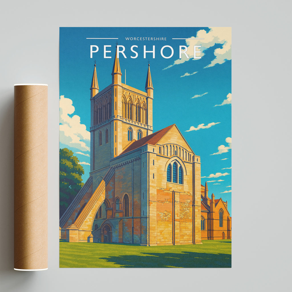 Pershore Travel Poster - fine art print with shipping tube