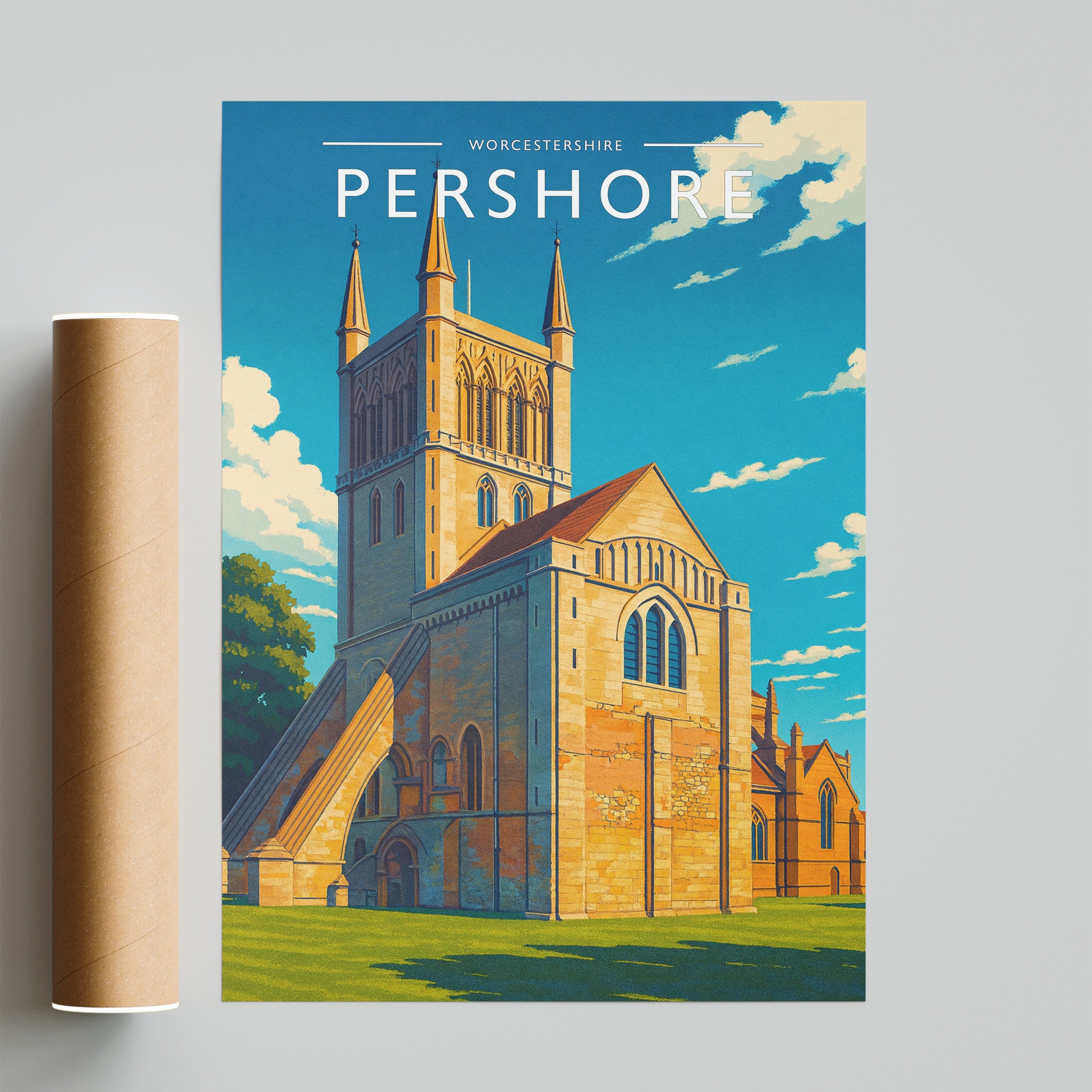 Pershore Travel Poster - fine art print with shipping tube