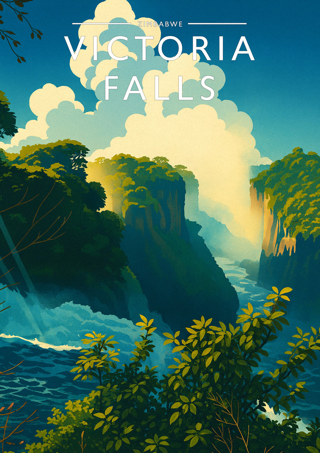 Victoria Falls Travel Poster - A4 travel poster print