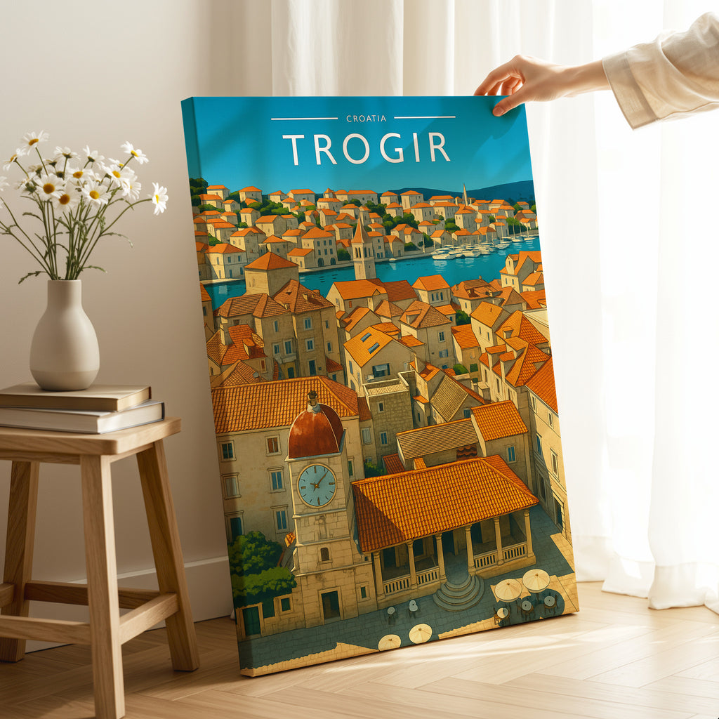 Trogir Travel Poster as a gallery-wrapped canvas