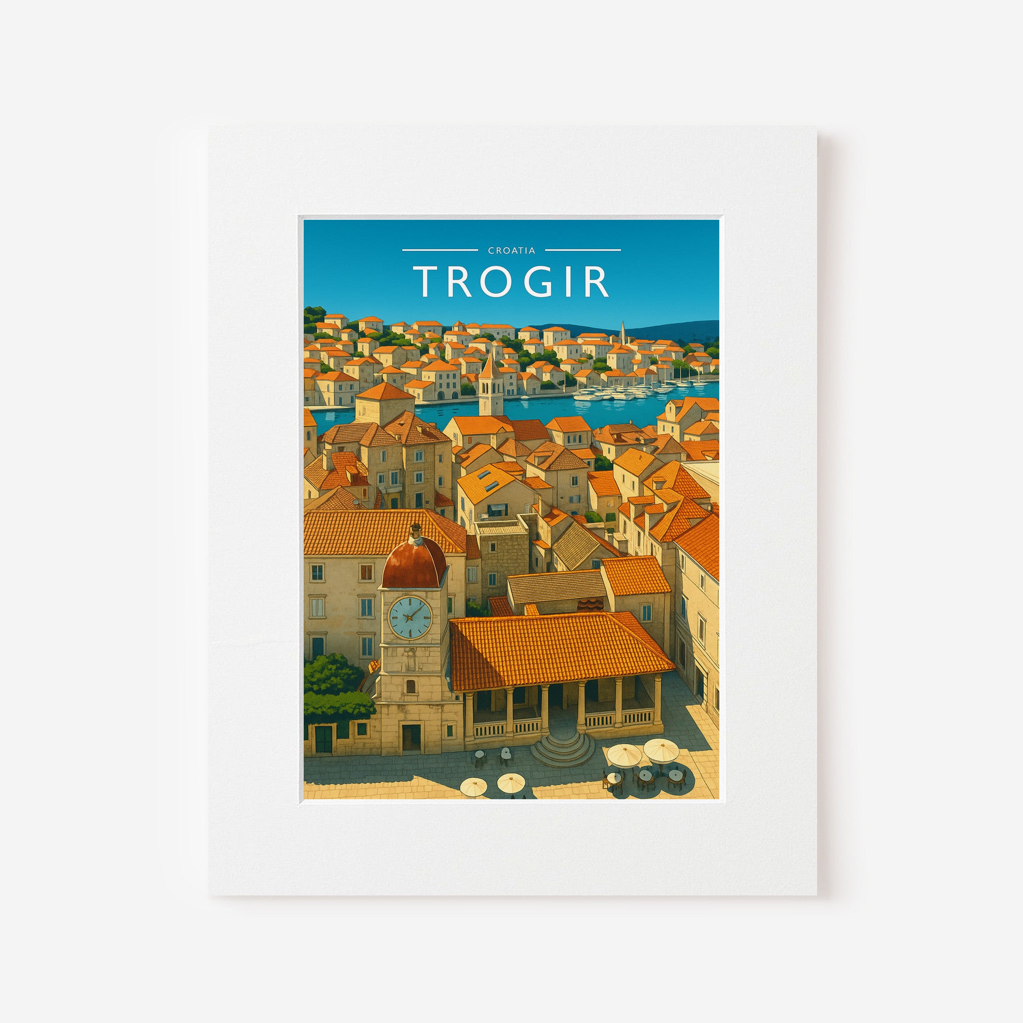 Trogir Travel Poster in a white mount