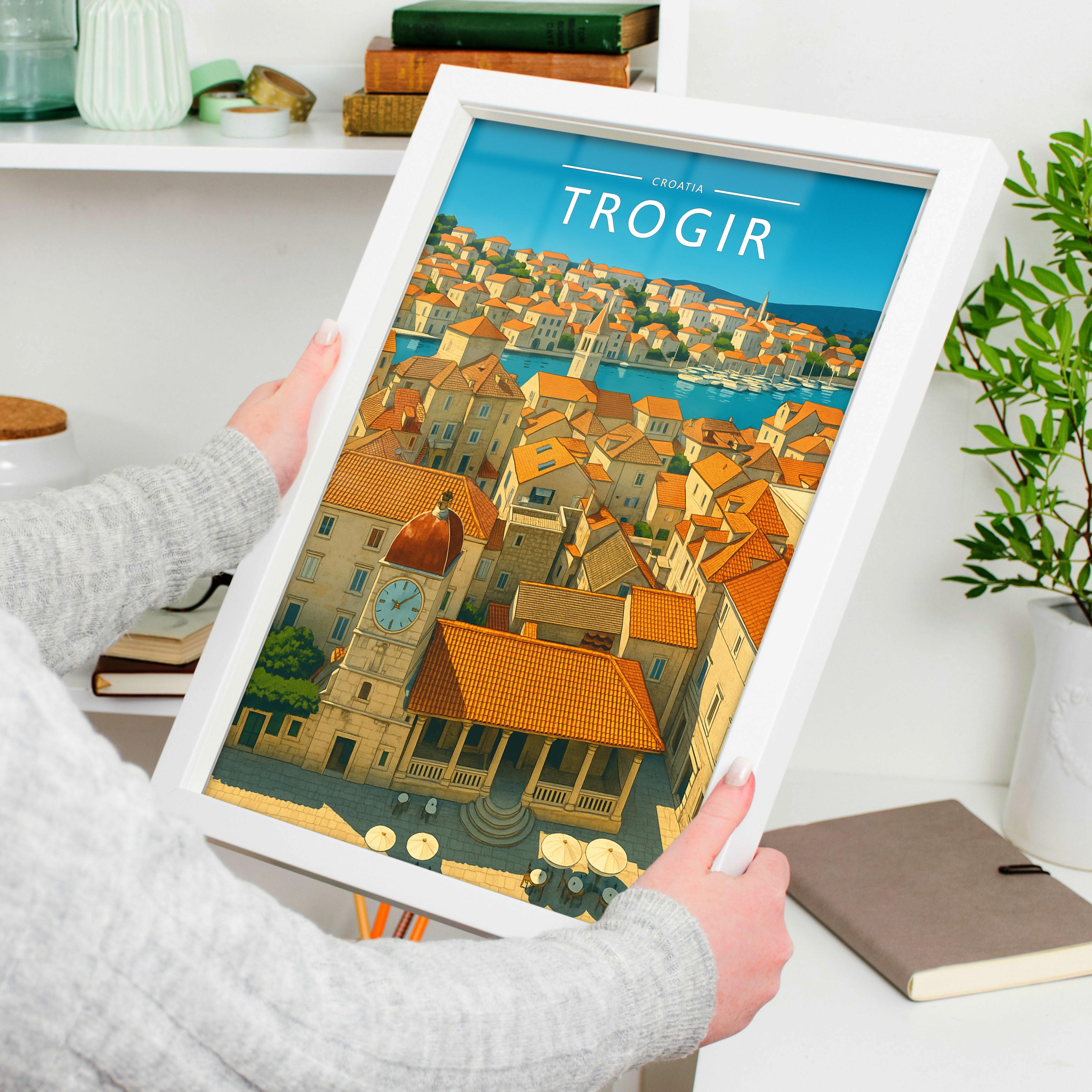 Trogir Travel Poster held in a white frame