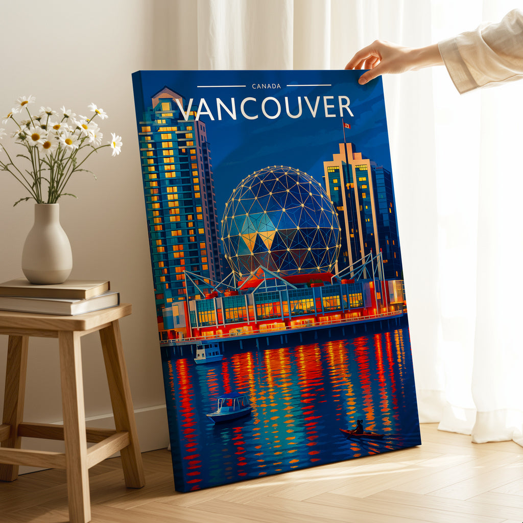 Vancouver Travel Poster as a gallery-wrapped canvas