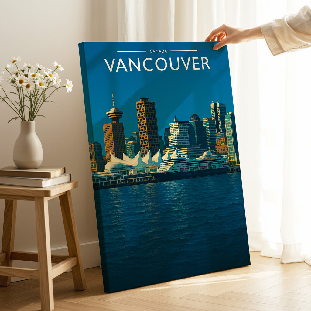 Vancouver #2 Travel Poster as a gallery-wrapped canvas